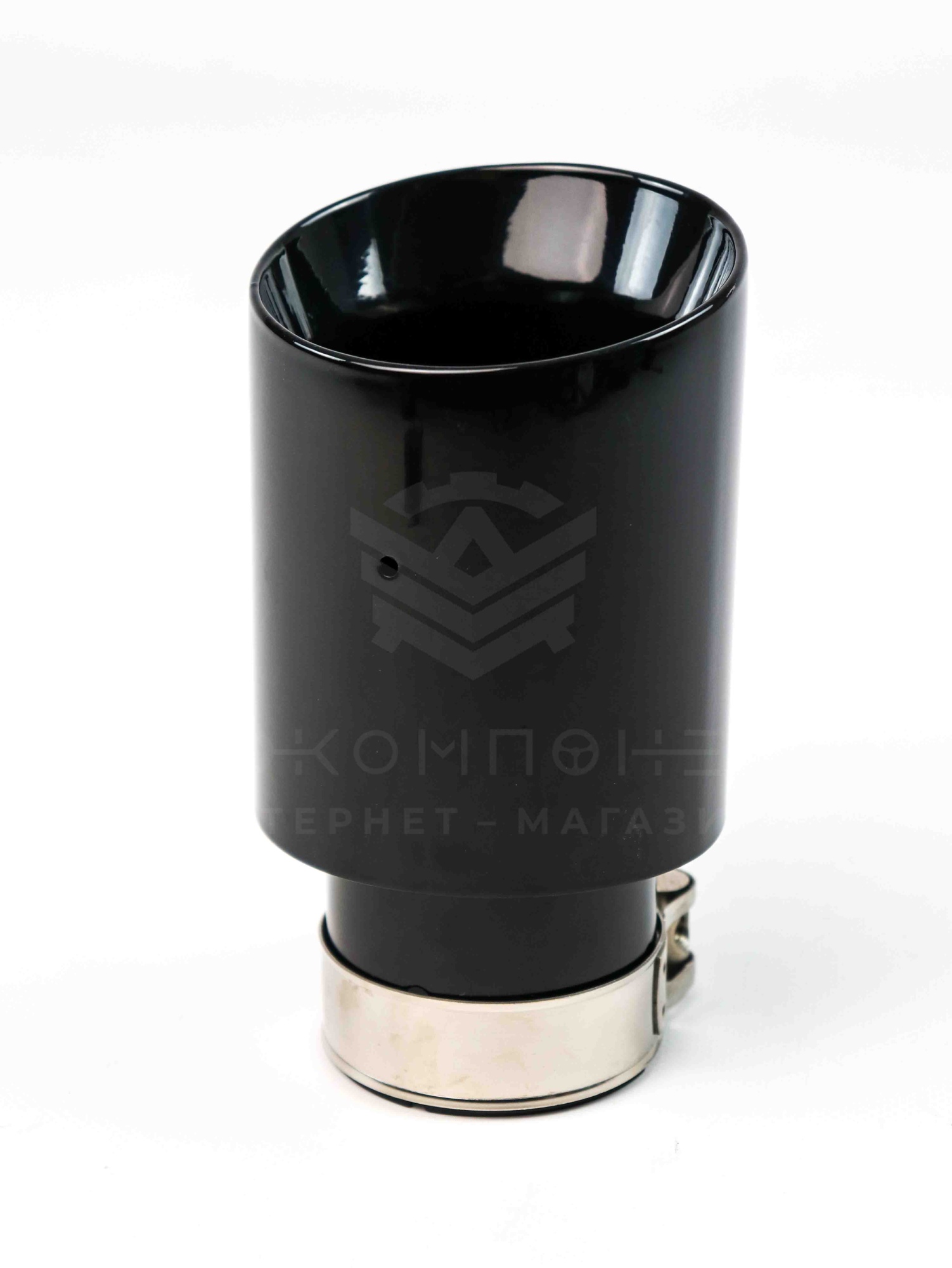 Насадка на глушитель (скошенная, нерж. сталь) 63х89мм (черный глянец)