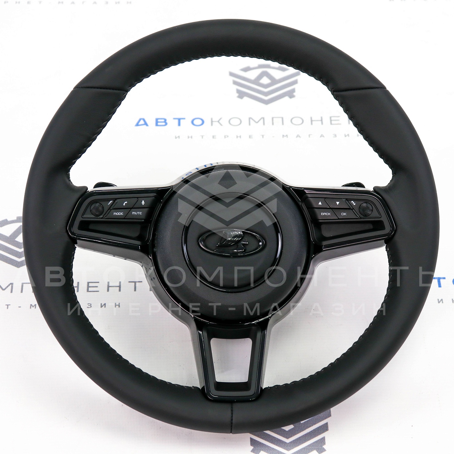 Мультируль "Porsche" (в коже) с подрулевым переключателем (шлейф) 6 пинов Лада Приора, Калина, Гранта