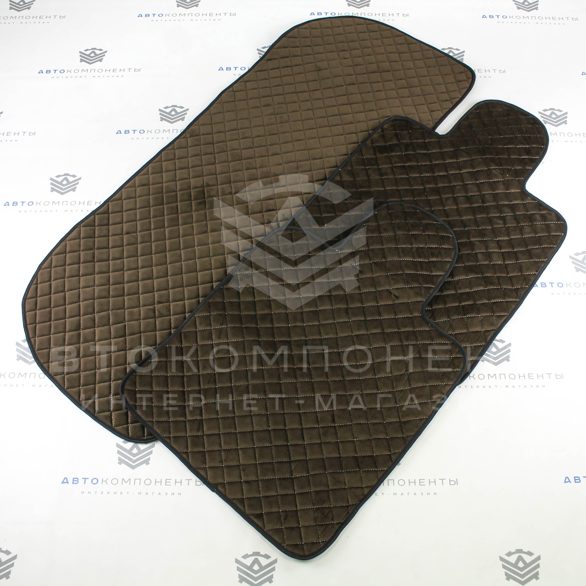 Универсальные накидки из велюра на задние сиденья Ромб (коричневые)