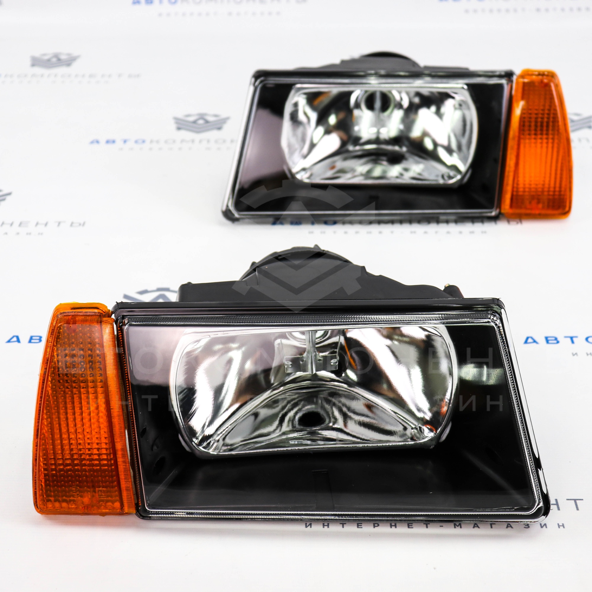 Фары с гладкими стеклами (черная маска) ВАЗ 2108, 2109, 21099