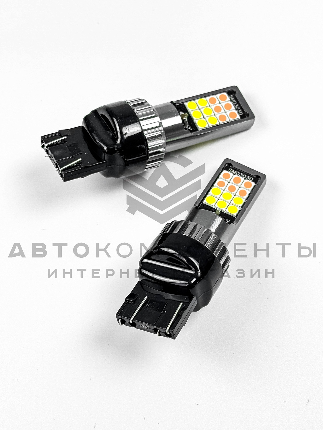 Светодиодные лампы с приветствием W21/5W T20 (красный-белый) (2шт)