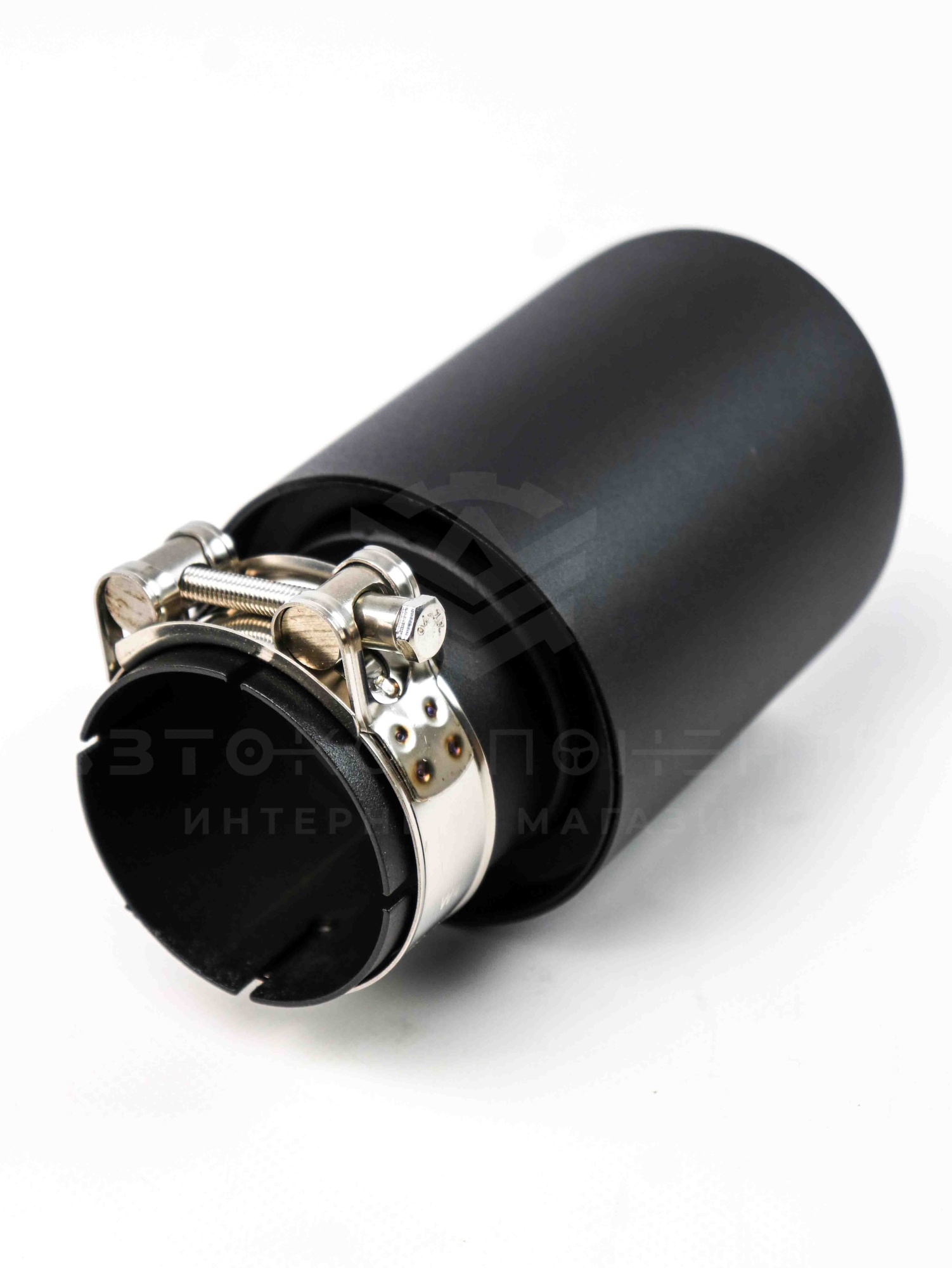 Насадка на глушитель (скошенная, нерж. сталь) 63х89мм (черный мат)