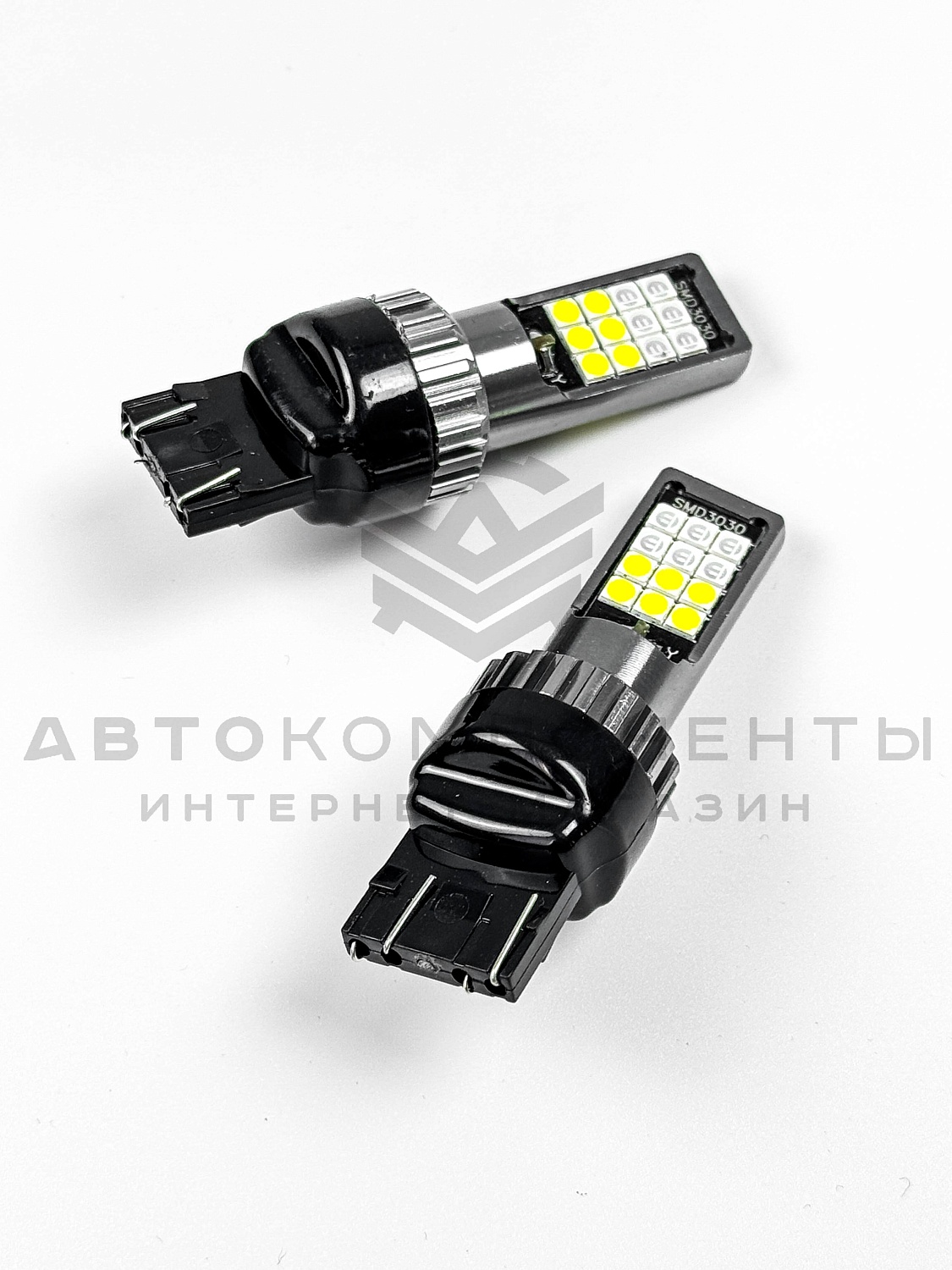 Светодиодные лампы с приветствием W21/5W T20 (синий-белый) (2шт)