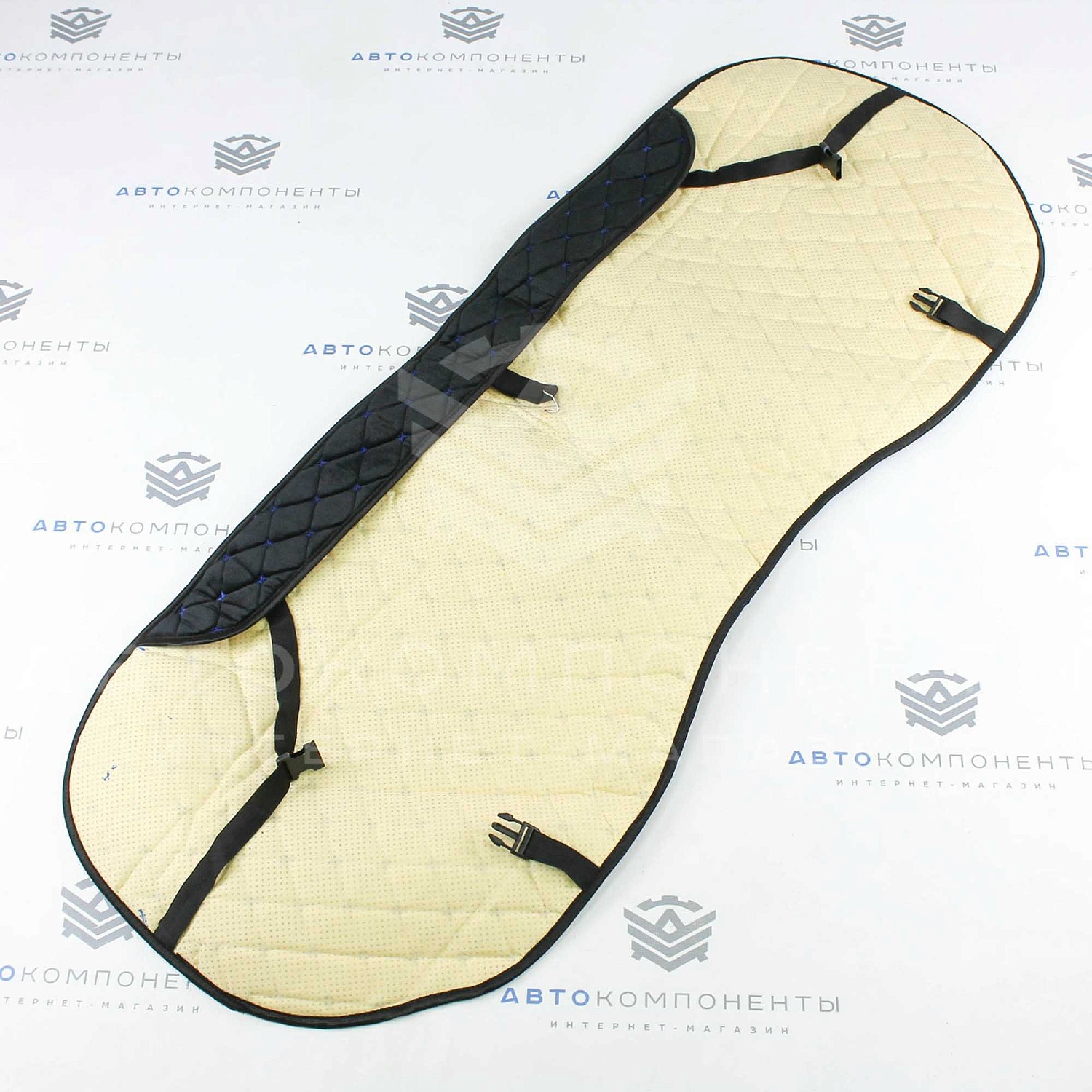 Универсальные накидки из велюра на задние сиденья Ромб (синяя нить)