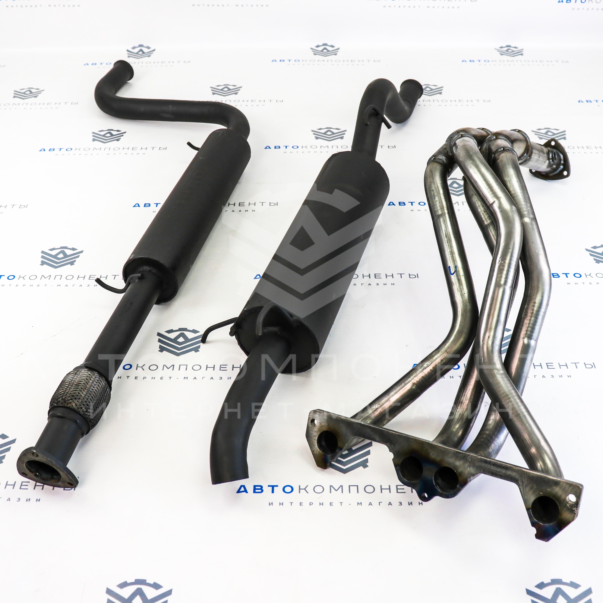 Выпускной комплект "DK PRO" 8V на треугольном фланце с глушителем (комфорт) ВАЗ 2114, 2113