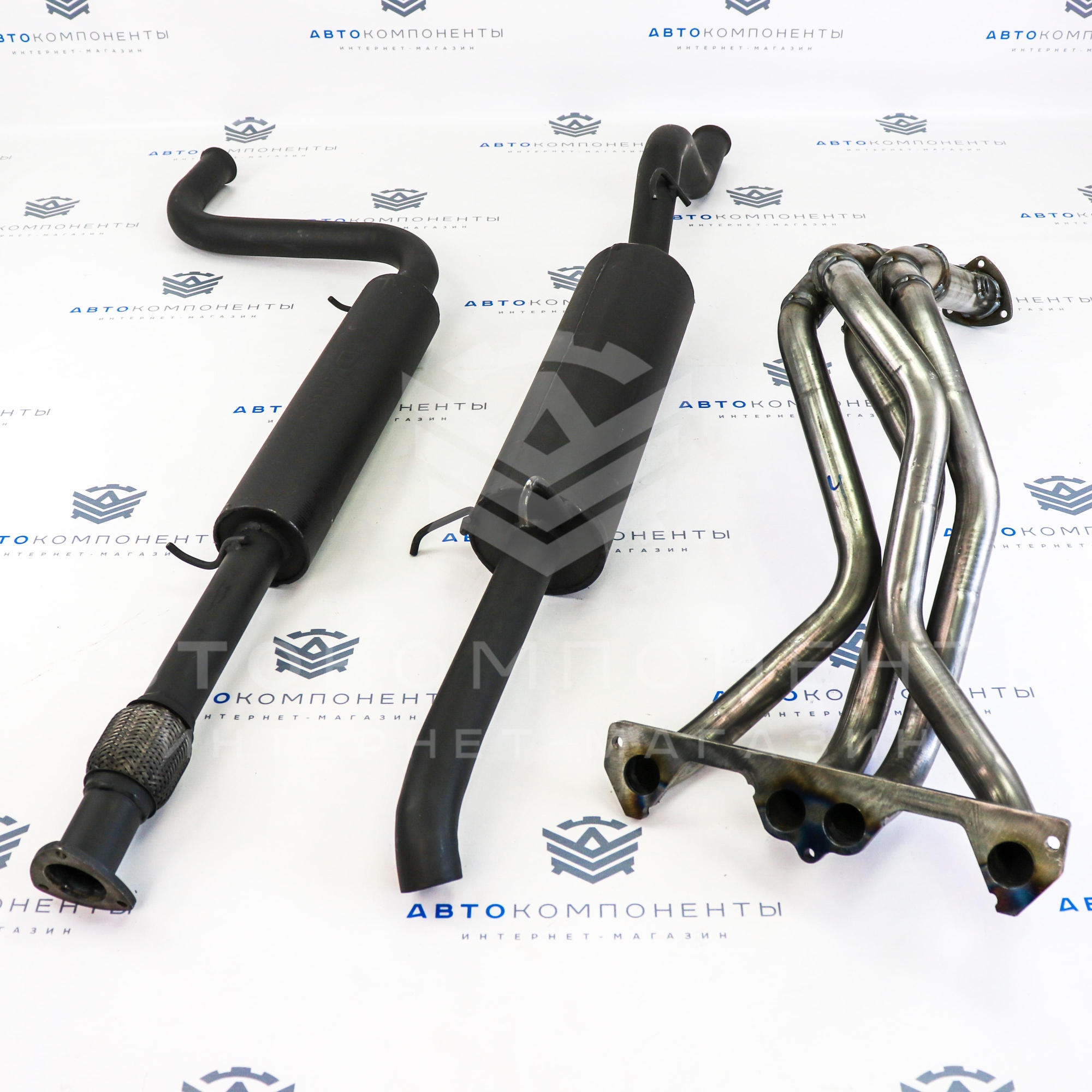 Выпускной комплект "DK PRO" 8V на треугольном фланце с глушителем (комфорт) ВАЗ 2115