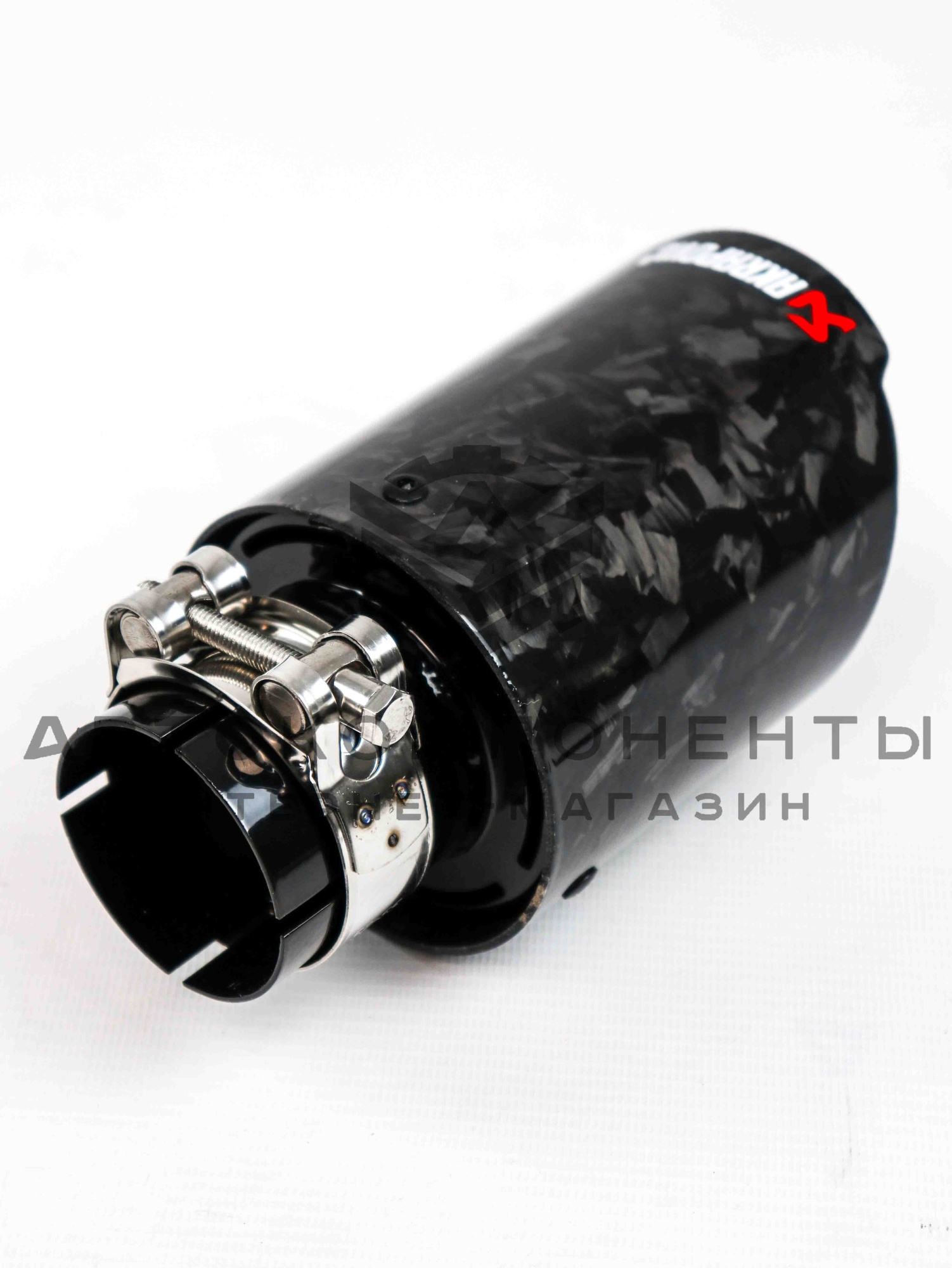 Насадка на глушитель AKRAPOVIC (открытого типа) 51-89мм (кованый карбон, черная)