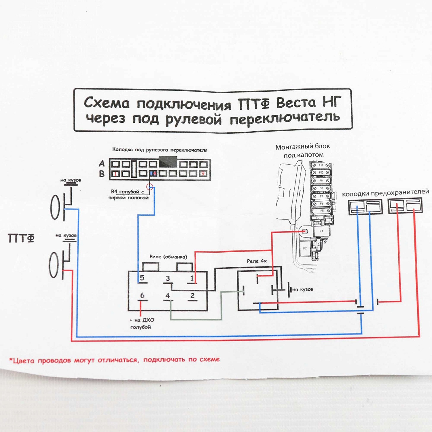 Монтажный набор подключения ПТФ (через подрулевой переключатель) Лада Vesta NG