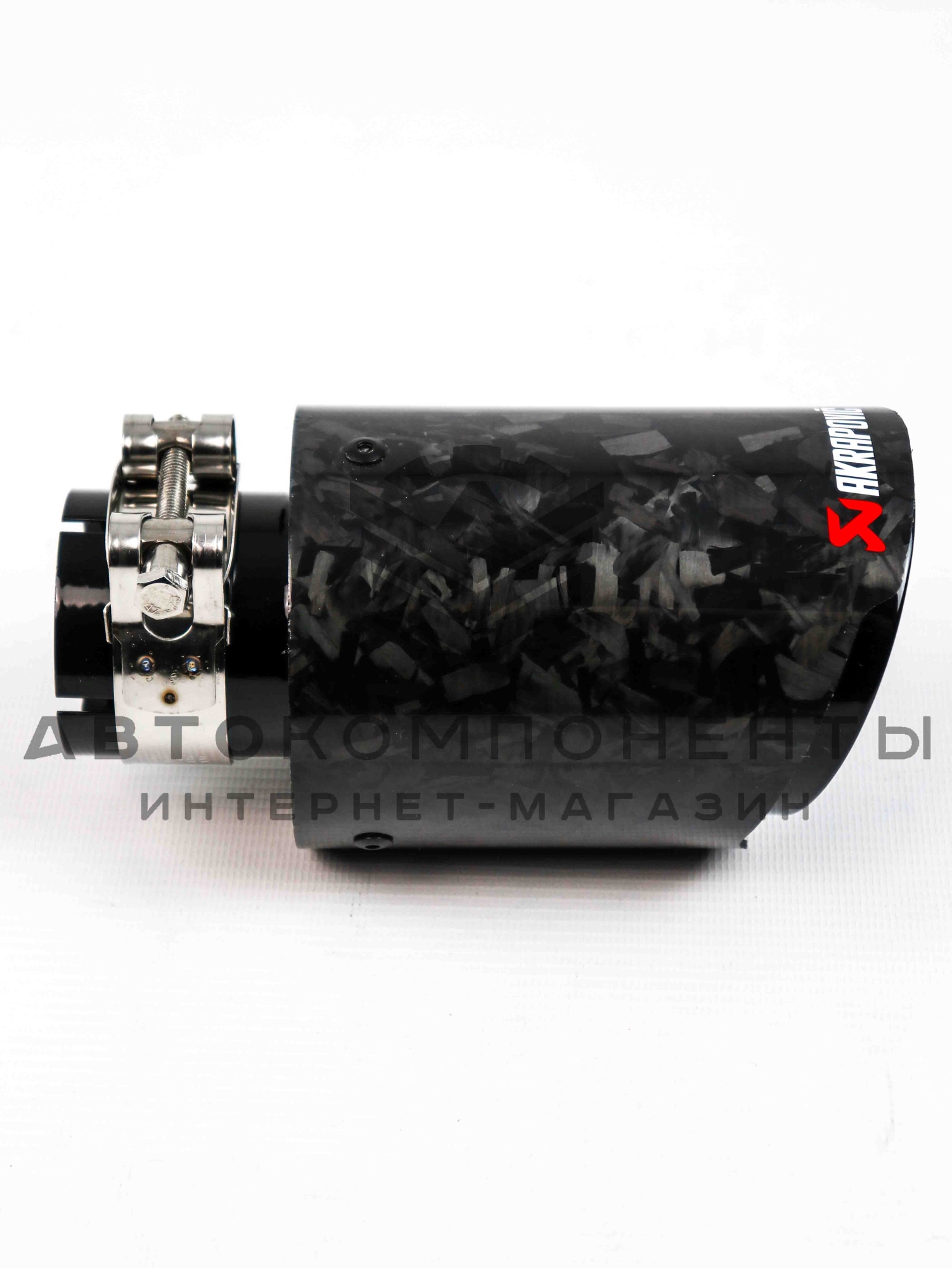 Насадка на глушитель AKRAPOVIC (открытого типа) 51-89мм (кованый карбон, черная)