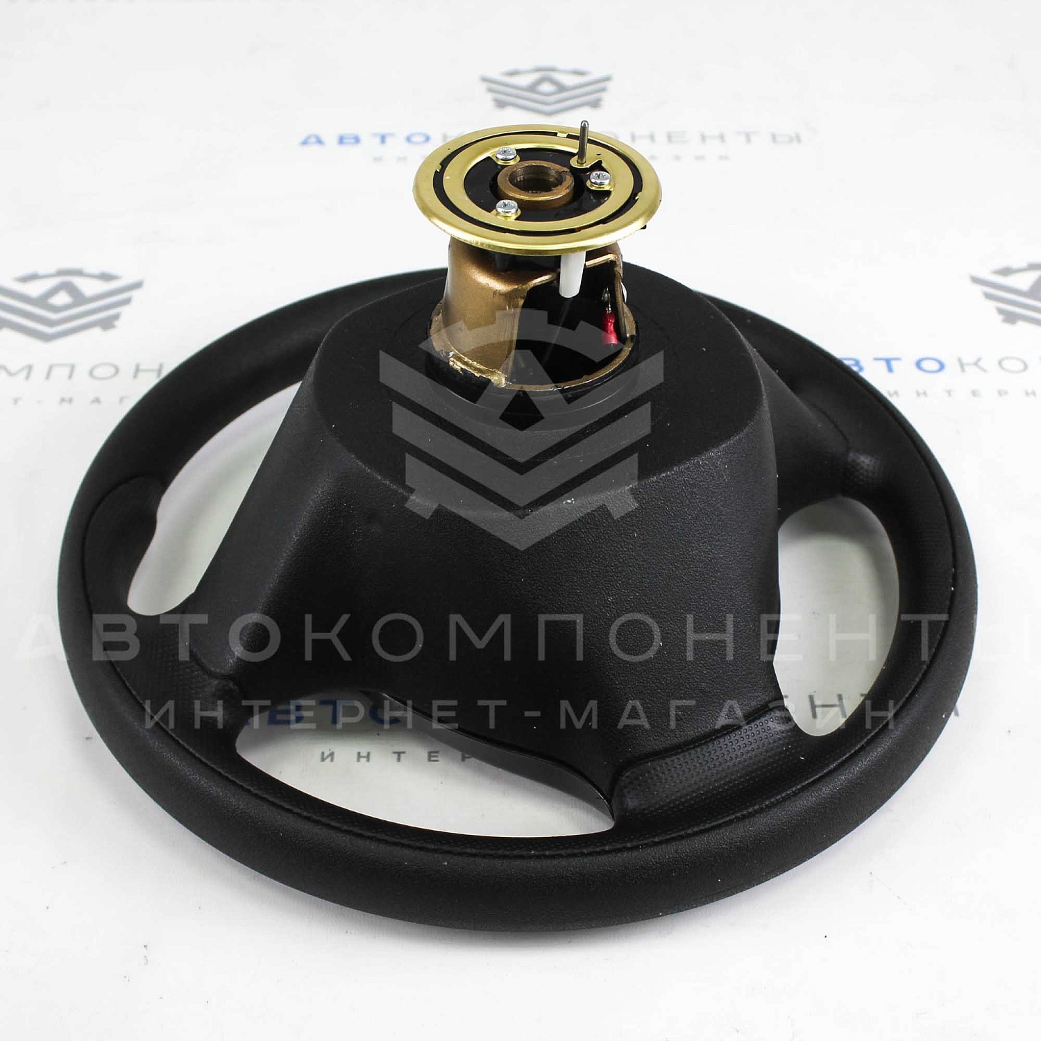 Руль (круглый) в стиле Приора 2 для ВАЗ 2108-21099, 2110-2112 (панель с/о) (чёрный лак)