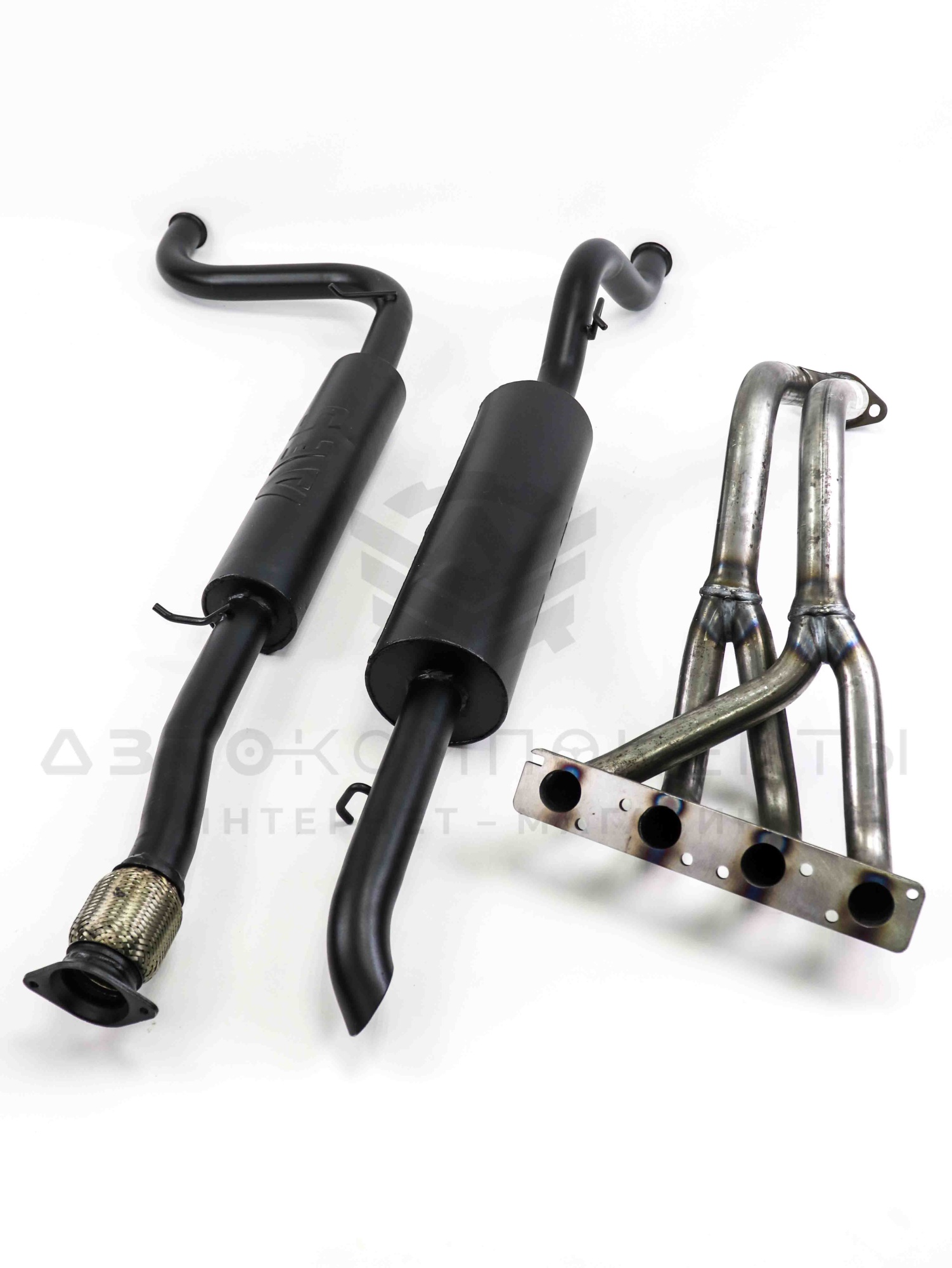 Выпускной комплект "AES" 16V на ушастом фланце с глушителем (No Sound) Приора (седан, универсал)