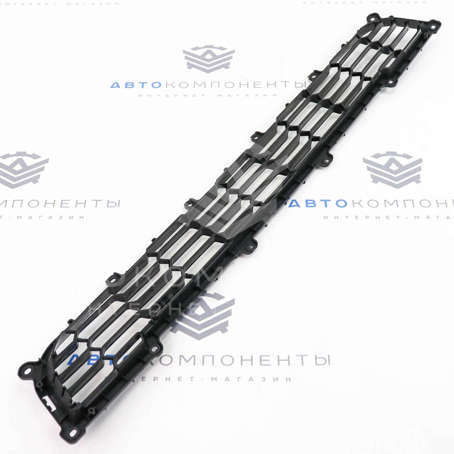 Нижняя решетка переднего бампера (соты) Лада Приора 2 (черный глянец)