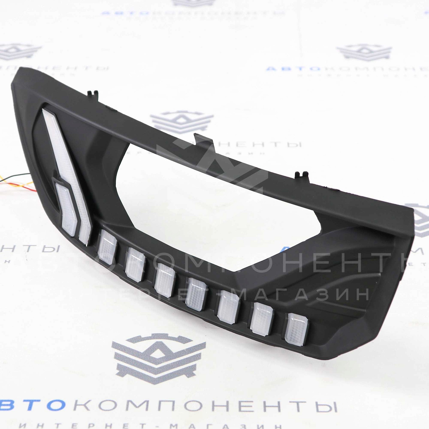 Маски фар Лада Гранта FL в стиле AUDI (черные) с поворотниками и ДХО