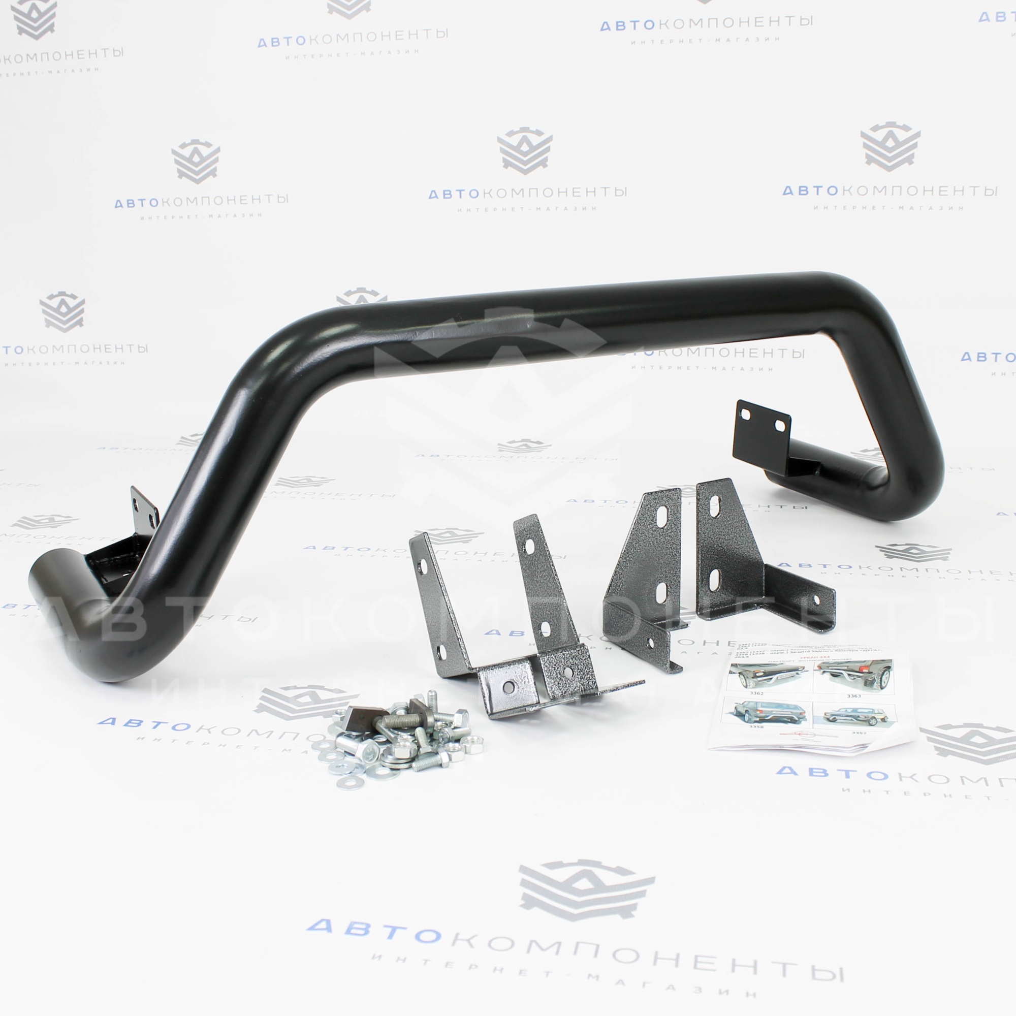 Защита заднего бампера ДУГА (d63,5) Техносфера (черный мат) Нива 4х4 Урбан