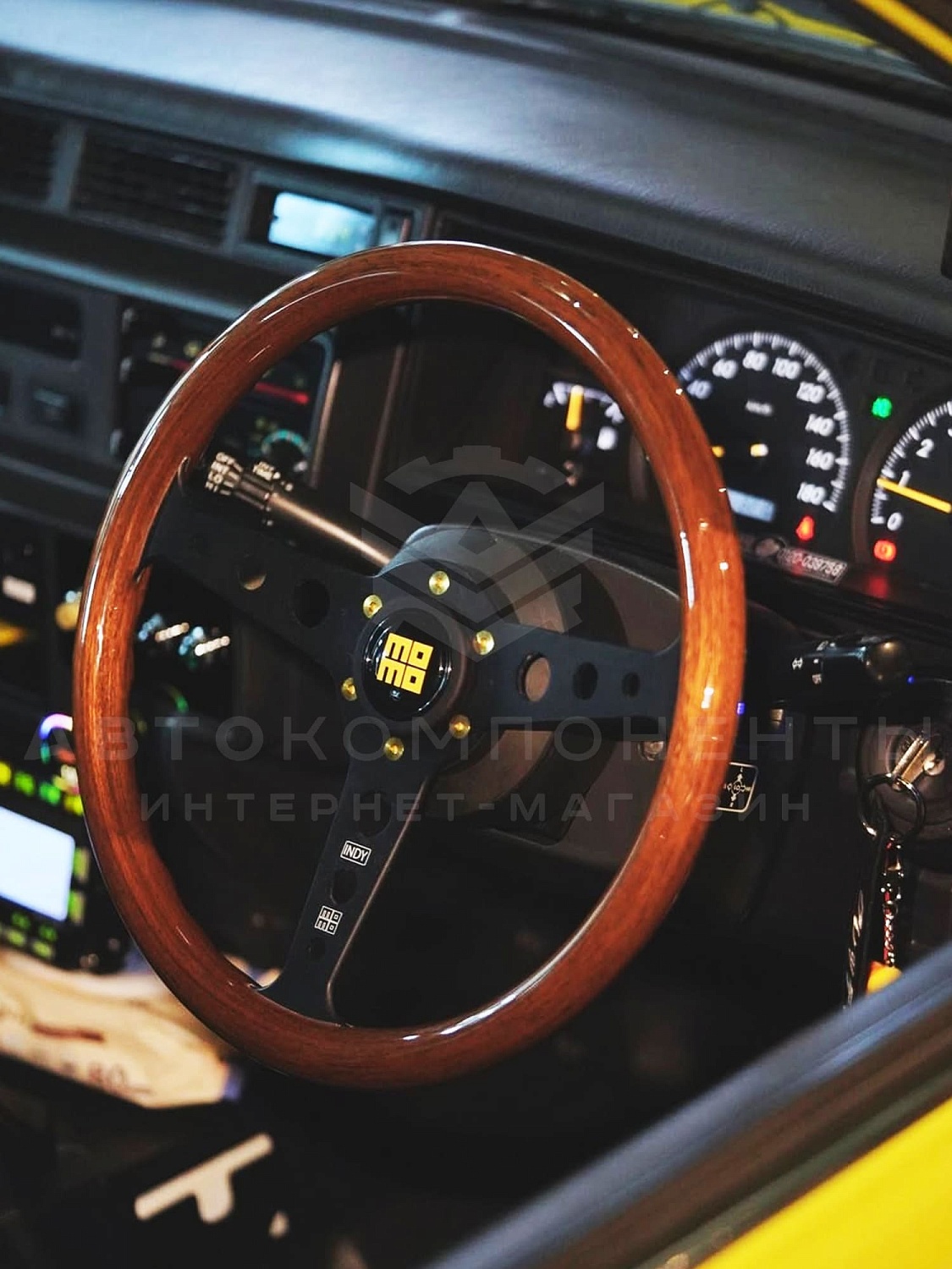 Руль спортивный (без вылета) "MOMO" Heritage Indy Black Wood (темное дерево)