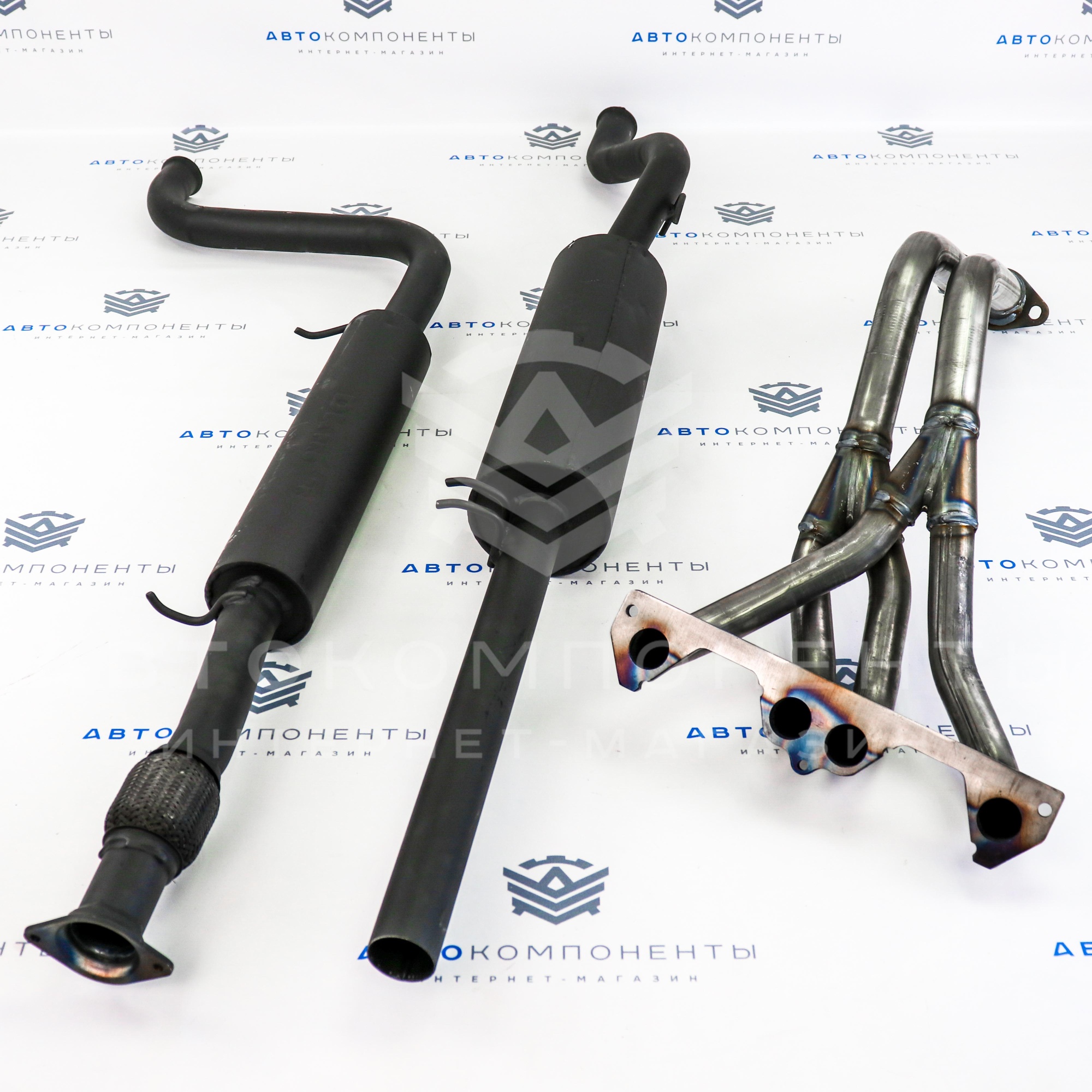 Выпускной комплект "DK PRO" 8V на ушастом фланце с глушителем (спорт) ВАЗ 2110, 2111