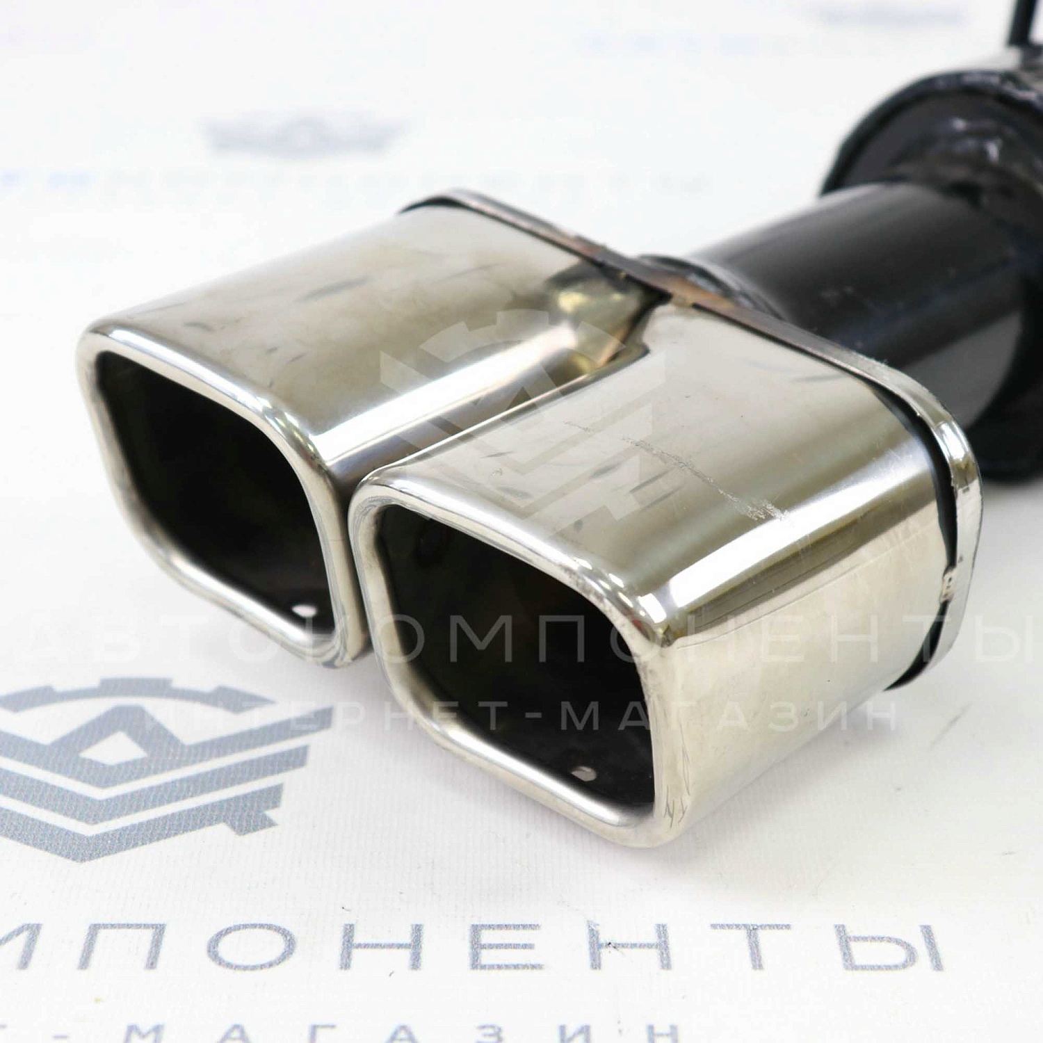 Глушитель "Stinger" раздвоенный (с двойными квадратными насадками) ВАЗ 2113-2114