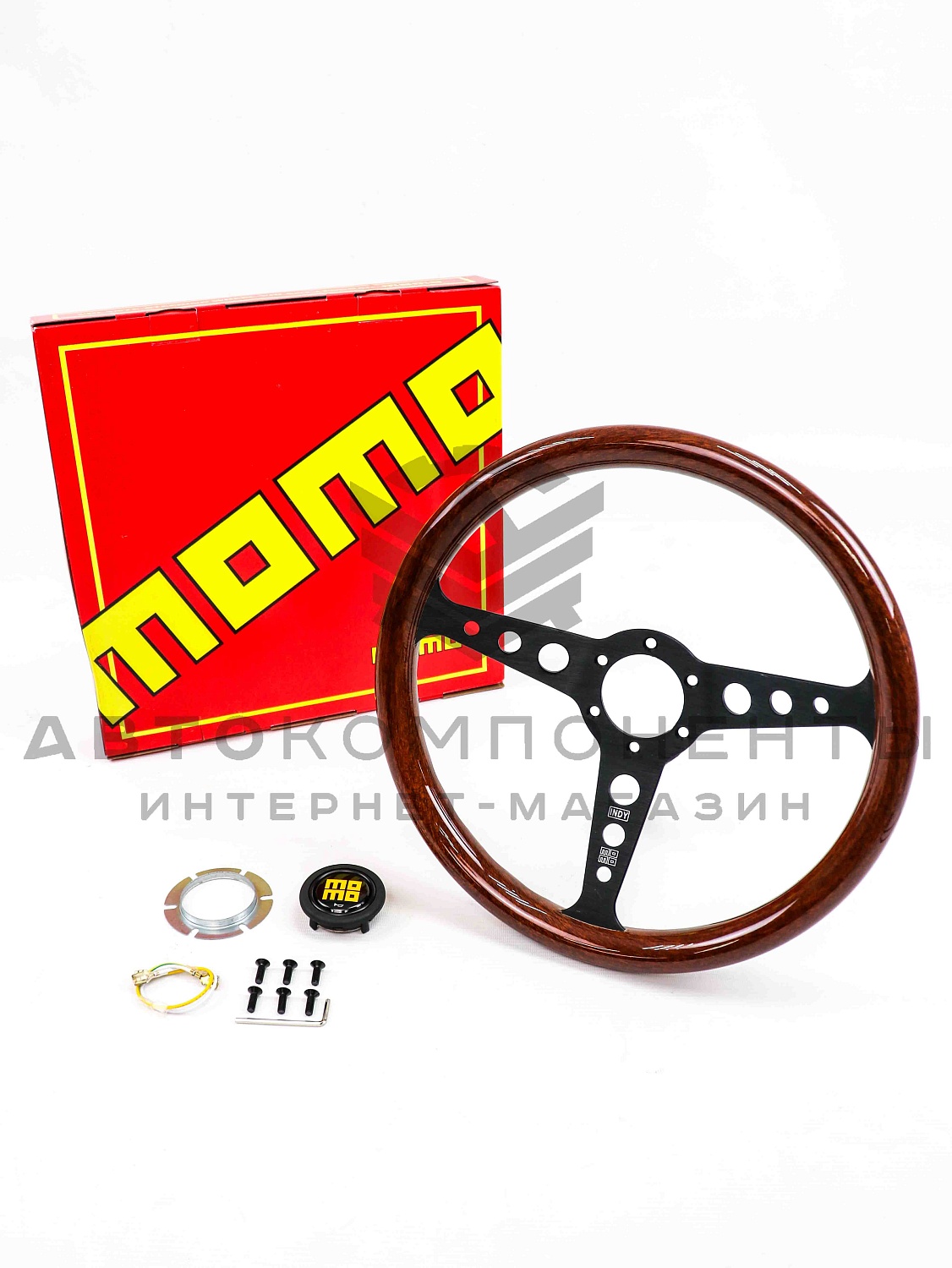 Руль спортивный (без вылета) "MOMO" Heritage Indy Black Wood (темное дерево)