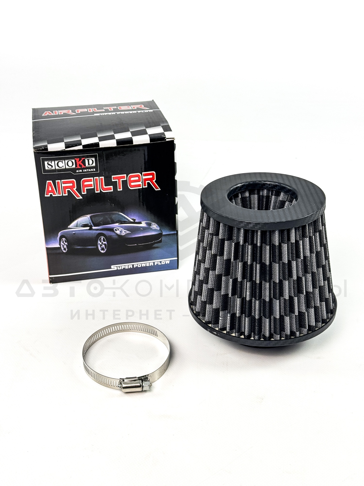 Воздушный фильтр нулевого сопротивления (нулевик) инжекторный (карбоновый, конус)