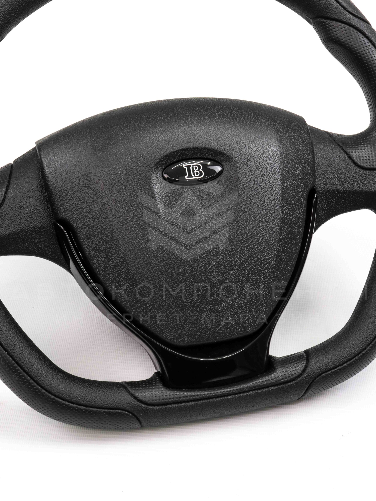 Анатомический руль (со скосом) в стиле Приора 2 (чёрный лак) ВАЗ 2101-2107, Лада Нива 4х4