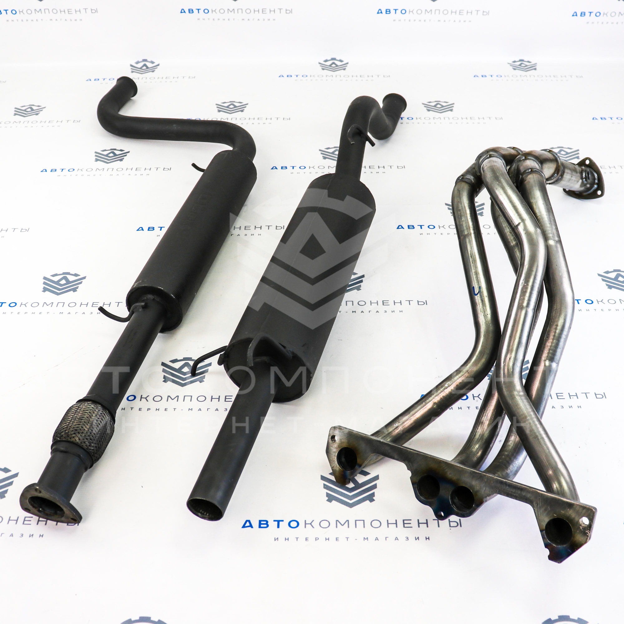 Выпускной комплект "DK PRO" 8V на треугольном фланце с глушителем (спорт) ВАЗ 2108, 2109