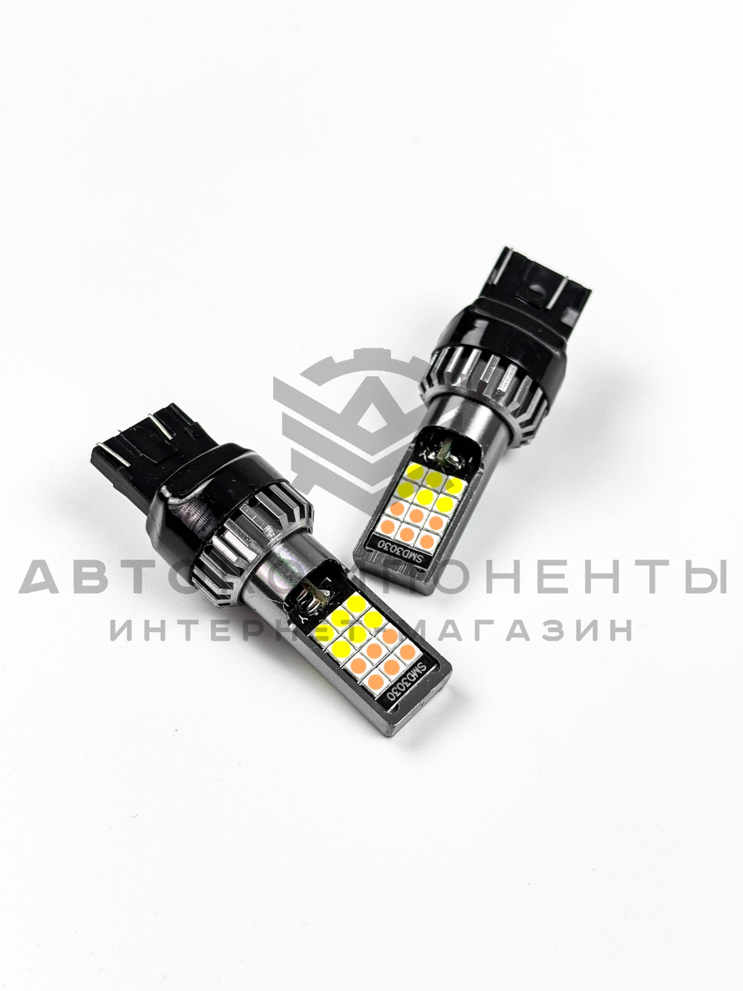 Светодиодные лампы с приветствием W21/5W T20 (красный-белый) (2шт)