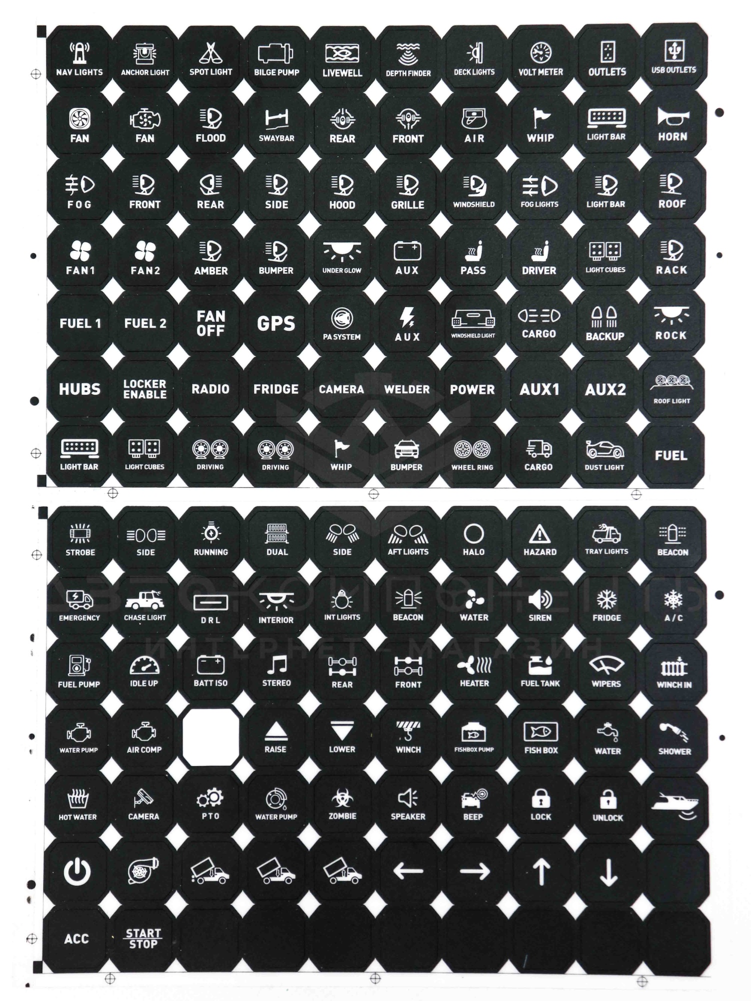 Универсальная панель переключателей (кейпад) RGB 6 Клавиш проводной