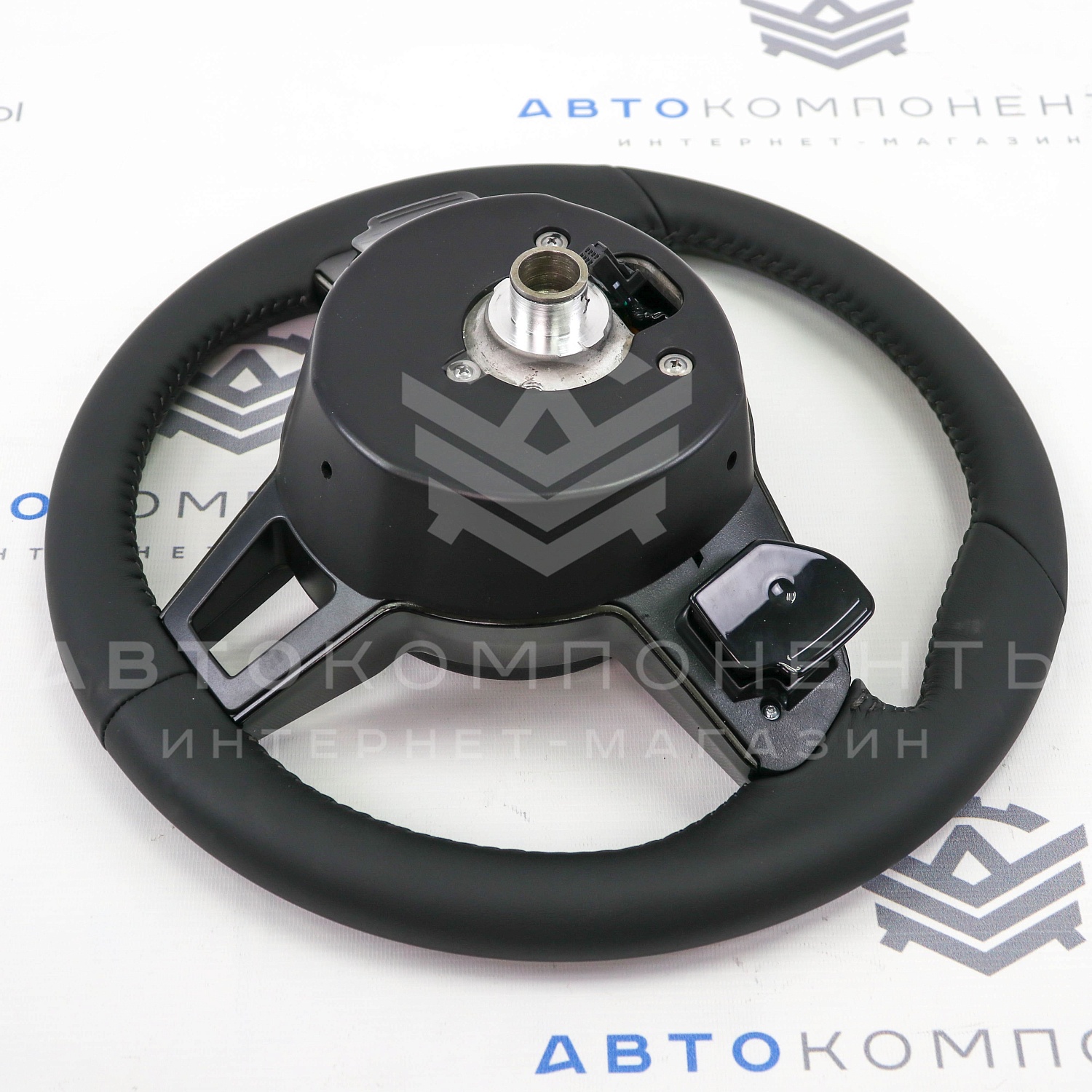 Мультируль "Porsche" (в коже) с подрулевым переключателем (шлейф) 6 пинов Лада Приора, Калина, Гранта