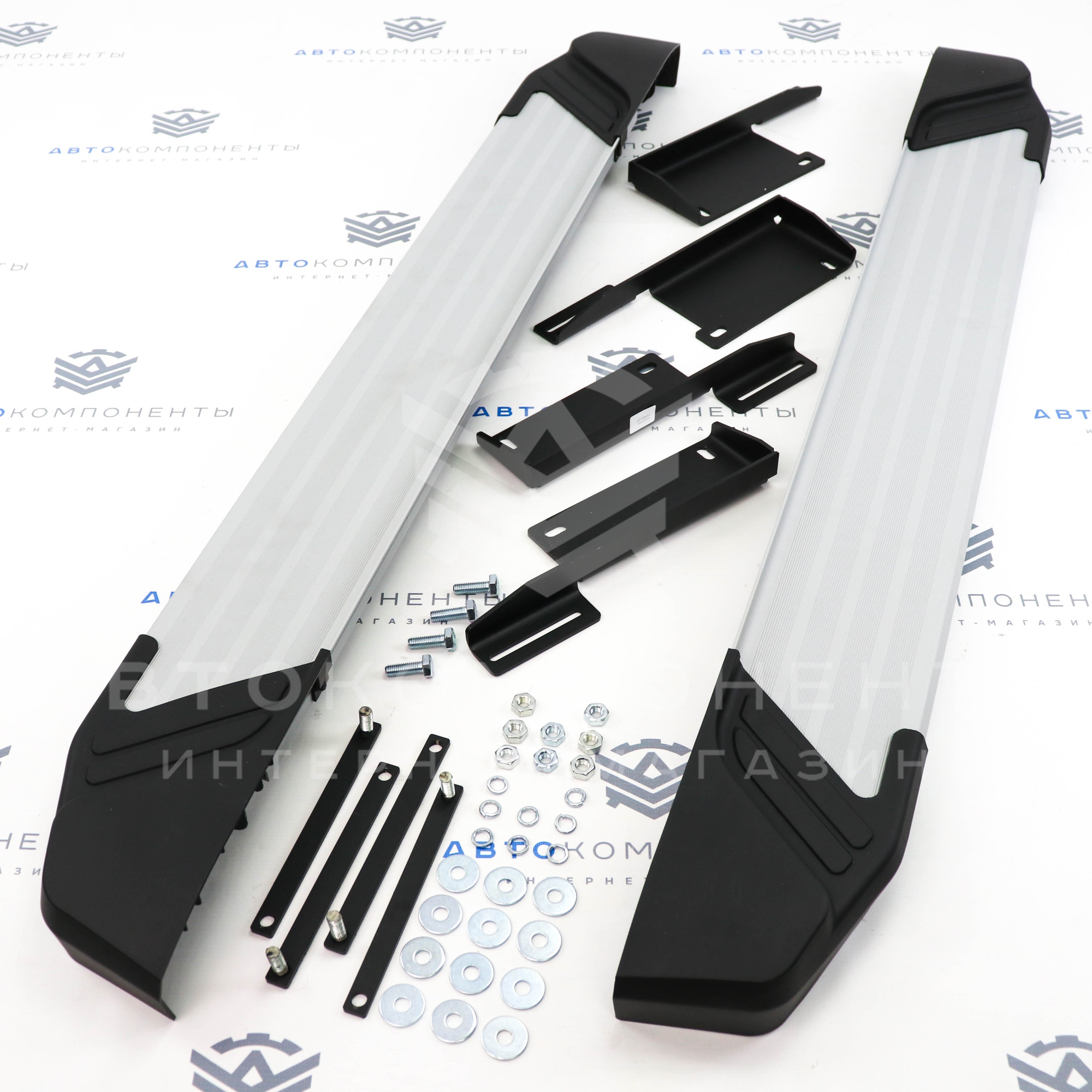 Пороги "Rival" Silver (алюминиевые) Лада Нива 4х4 (серебристые)