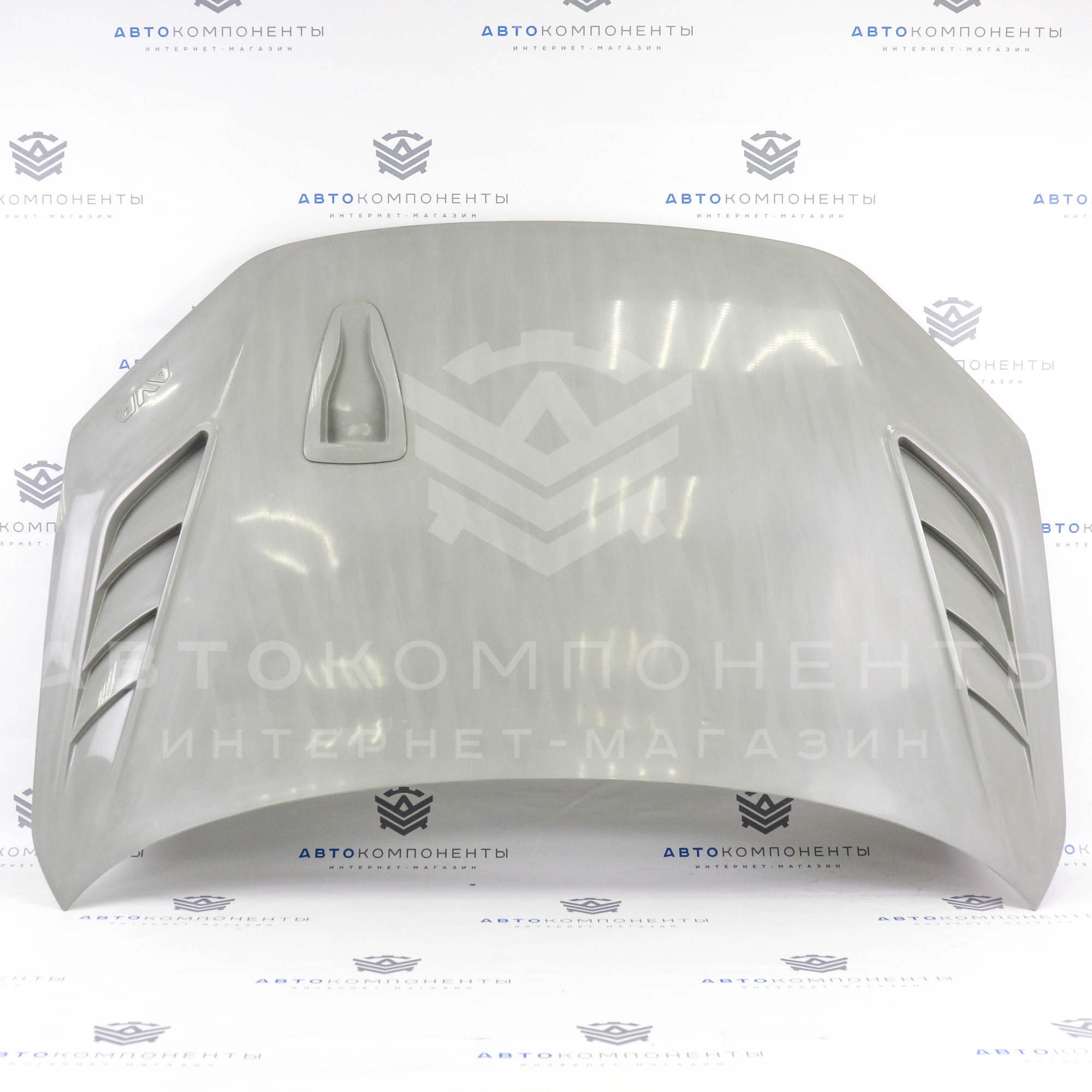 Стеклопластиковый капот "AVR 3" (жабры) с отверстием под нулевой фильтр Лада Гранта, Калина 2 в цвет кузова