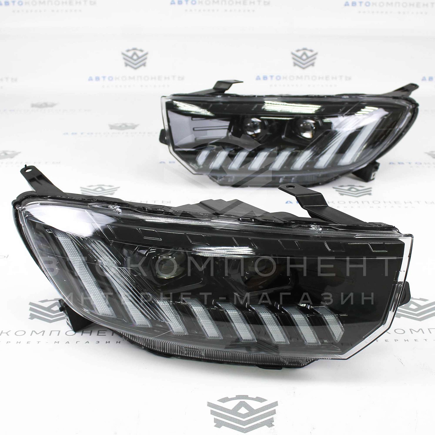 Фары Лада Гранта FL в стиле Audi с бегающими поворотниками и двойными BI-LED линзами