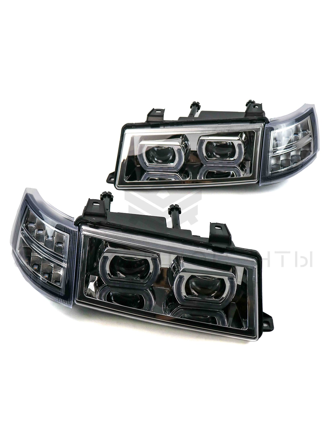 Светодиодные фары в стиле “BMW” (хром) с ДХО (4 LED линзы) ВАЗ 2110-2112