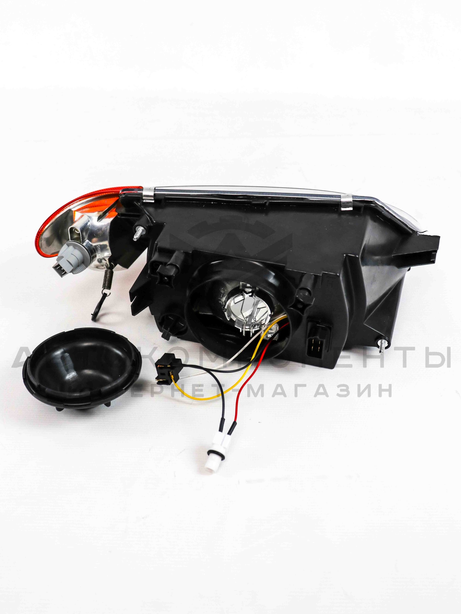 Фары "Черная маска" (оранжевые поворотники) с гладкими стеклами ВАЗ 2113, 2114, 2115