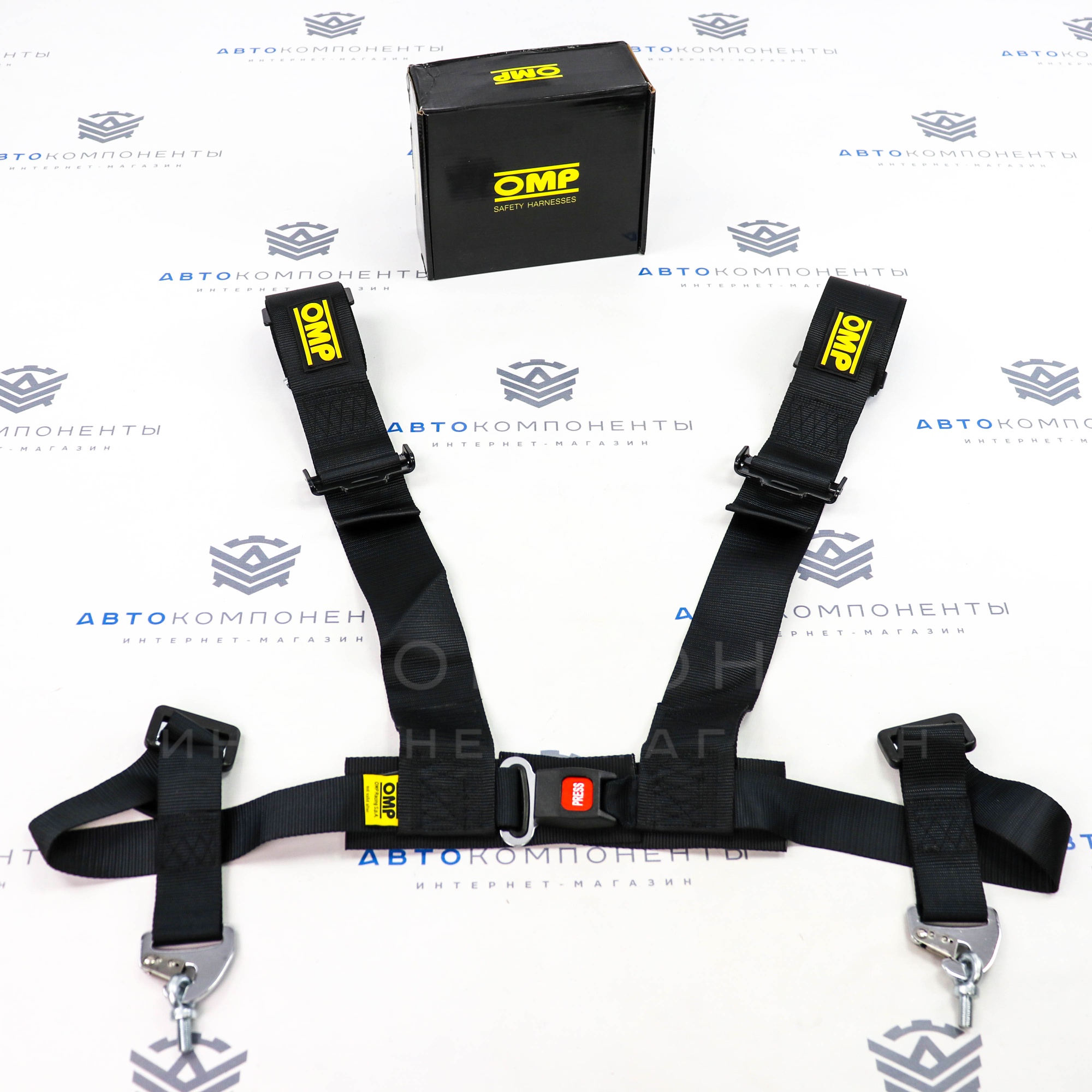Ремни безопасности STREET OMP style 4-х точечные (черные)