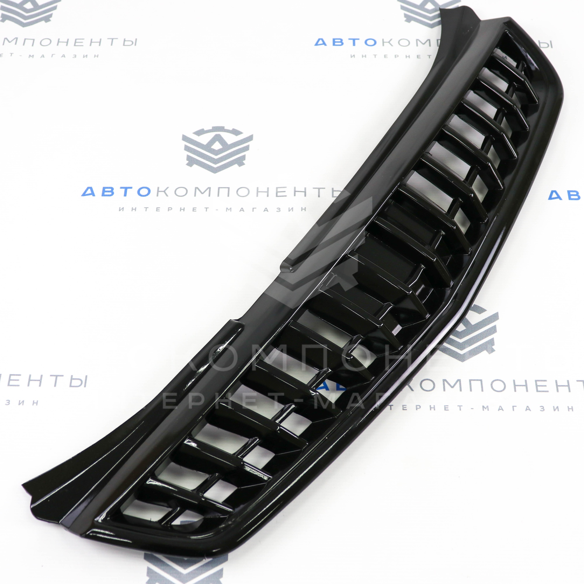 Решетка радиатора в стиле "Mercedes-Benz" Лада Приора 2 (черный глянец)