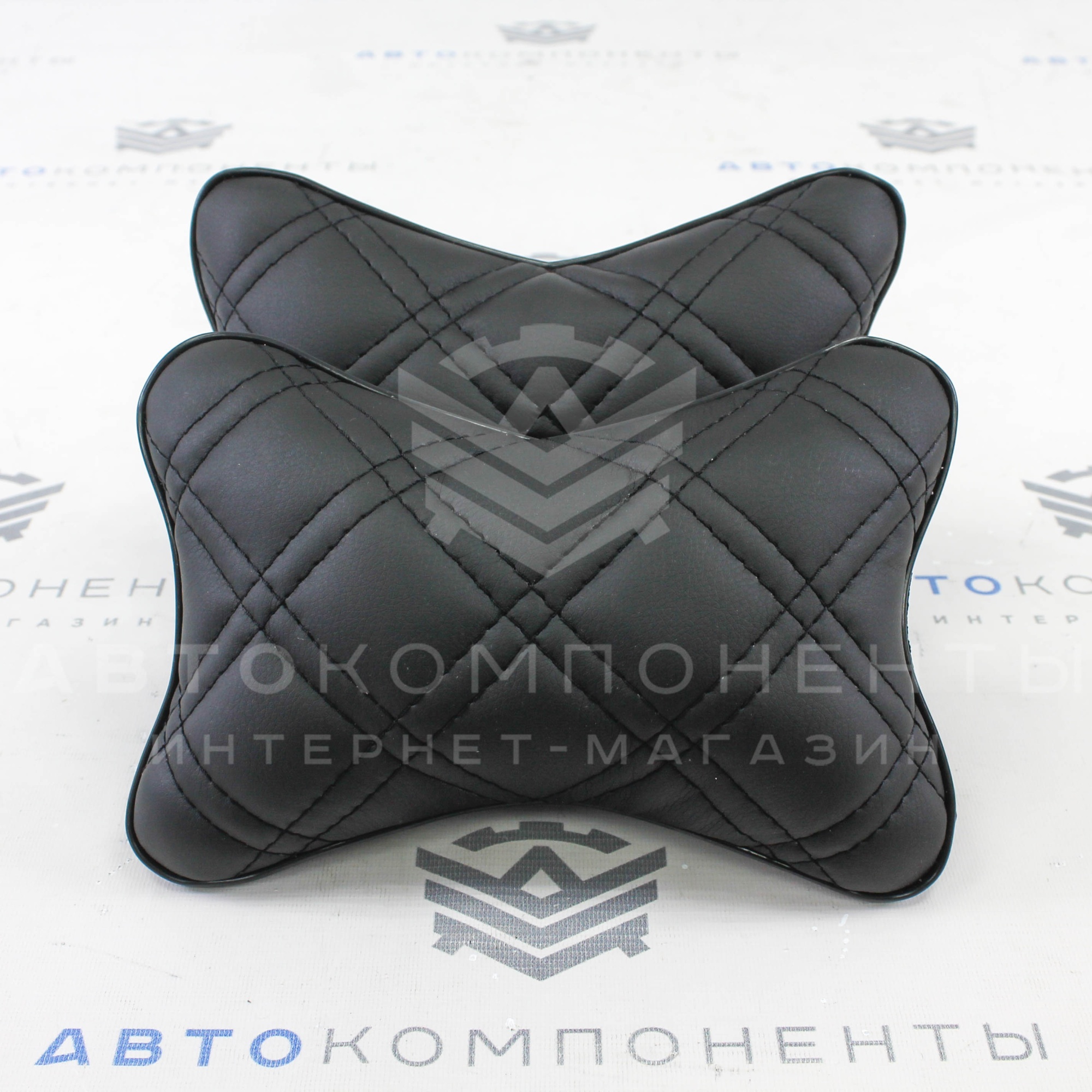 Подушка подголовника с прострочкой "Квадрат 2 строчки по диагонали"