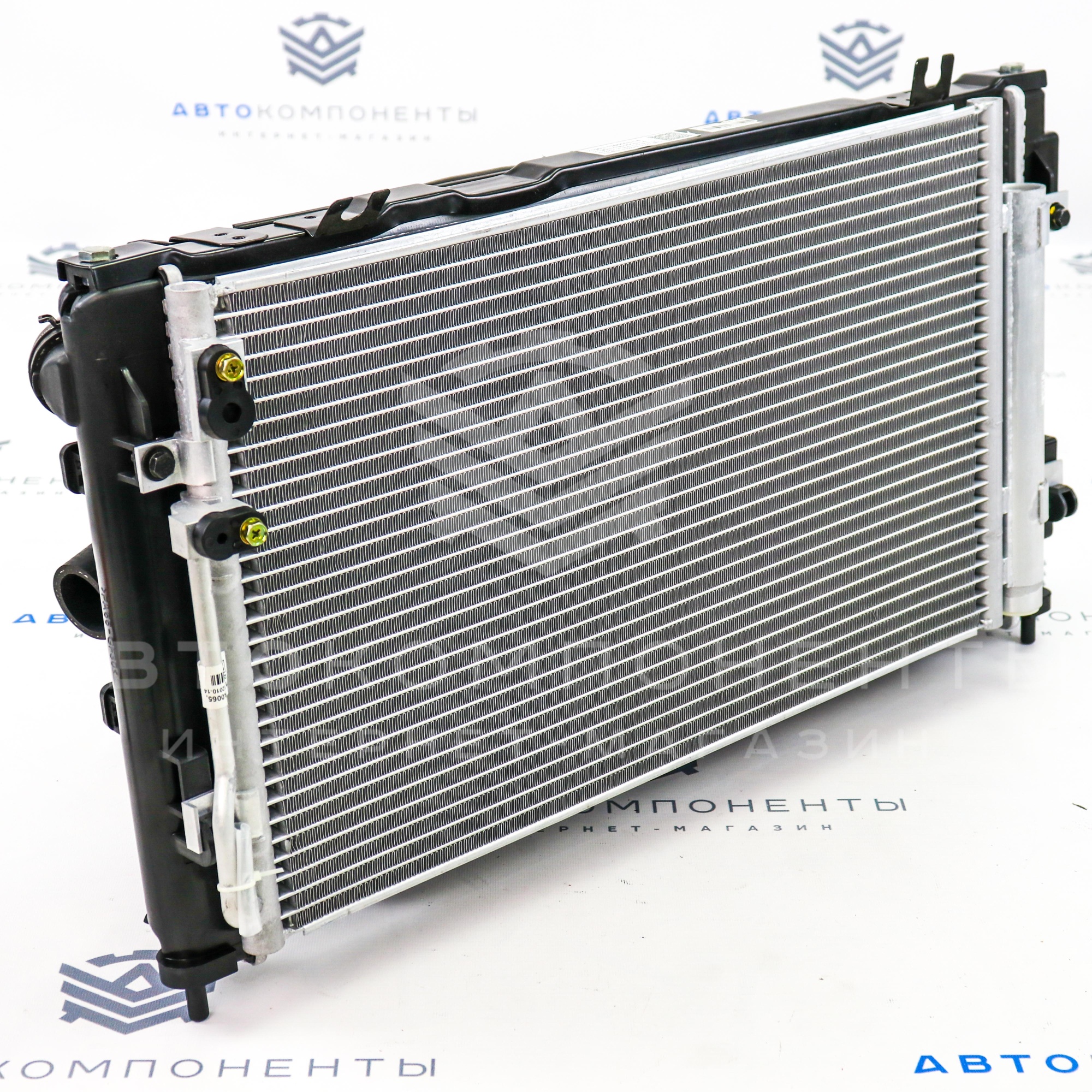 Радиатор охлаждения двигателя и кондиционера н/о (в сборе) Лада Калина 2, Гранта (аналог)