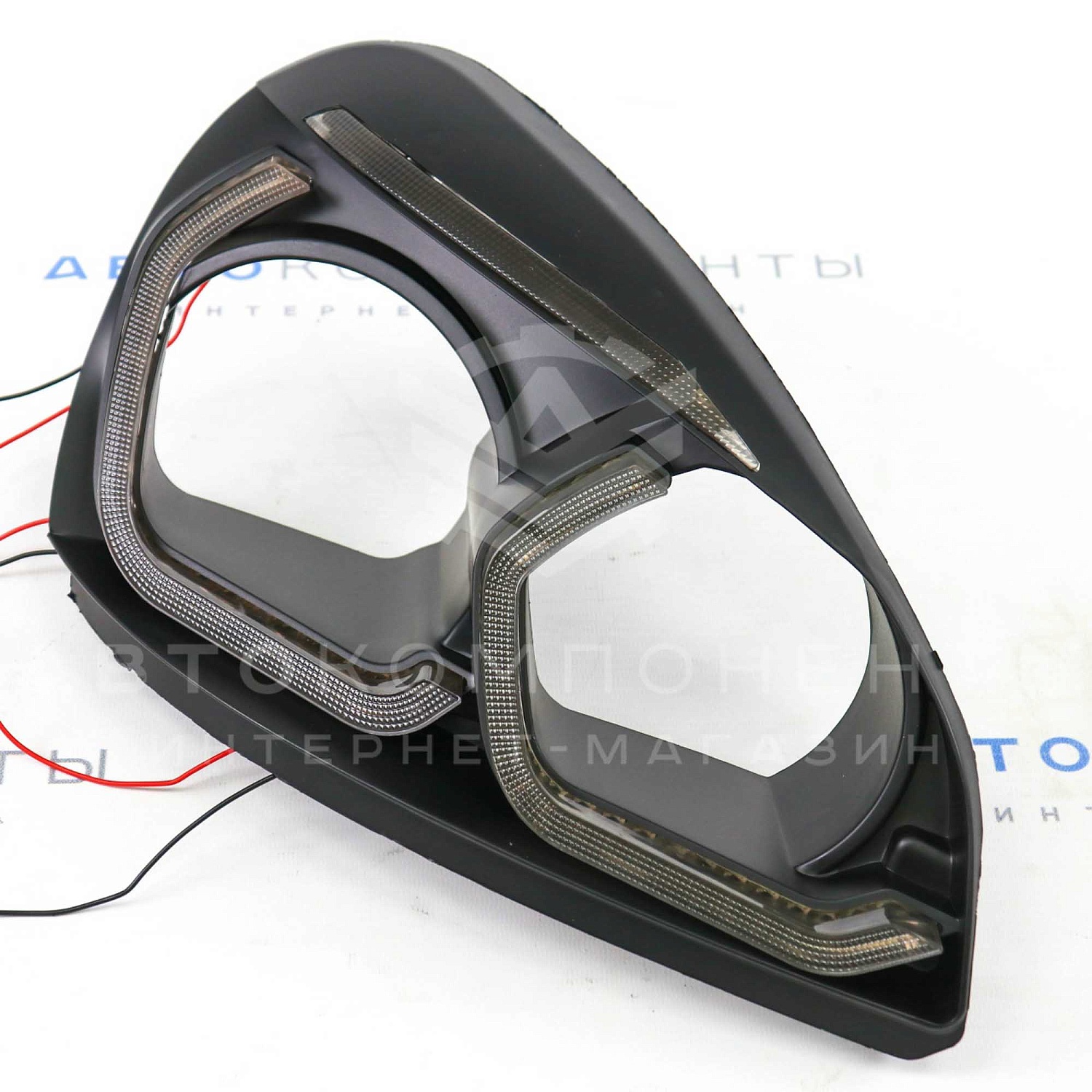 Маски фар Лада Приора в стиле BMW (черные) с поворотниками и ДХО ml234