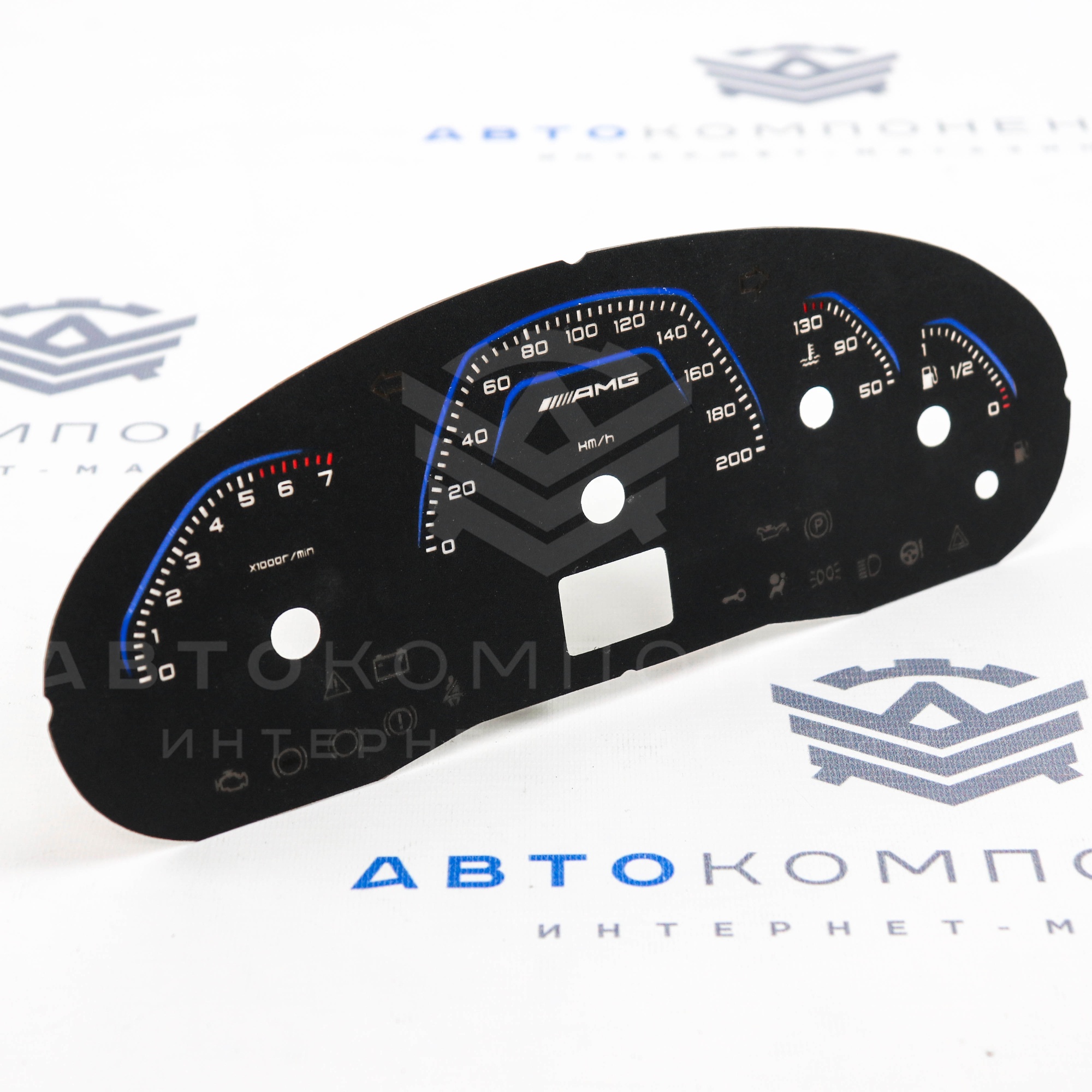 Накладка комбинации приборов "AMG" (VDO) ВАЗ 2110-2112 (евро), Приора, Калина, (синяя)