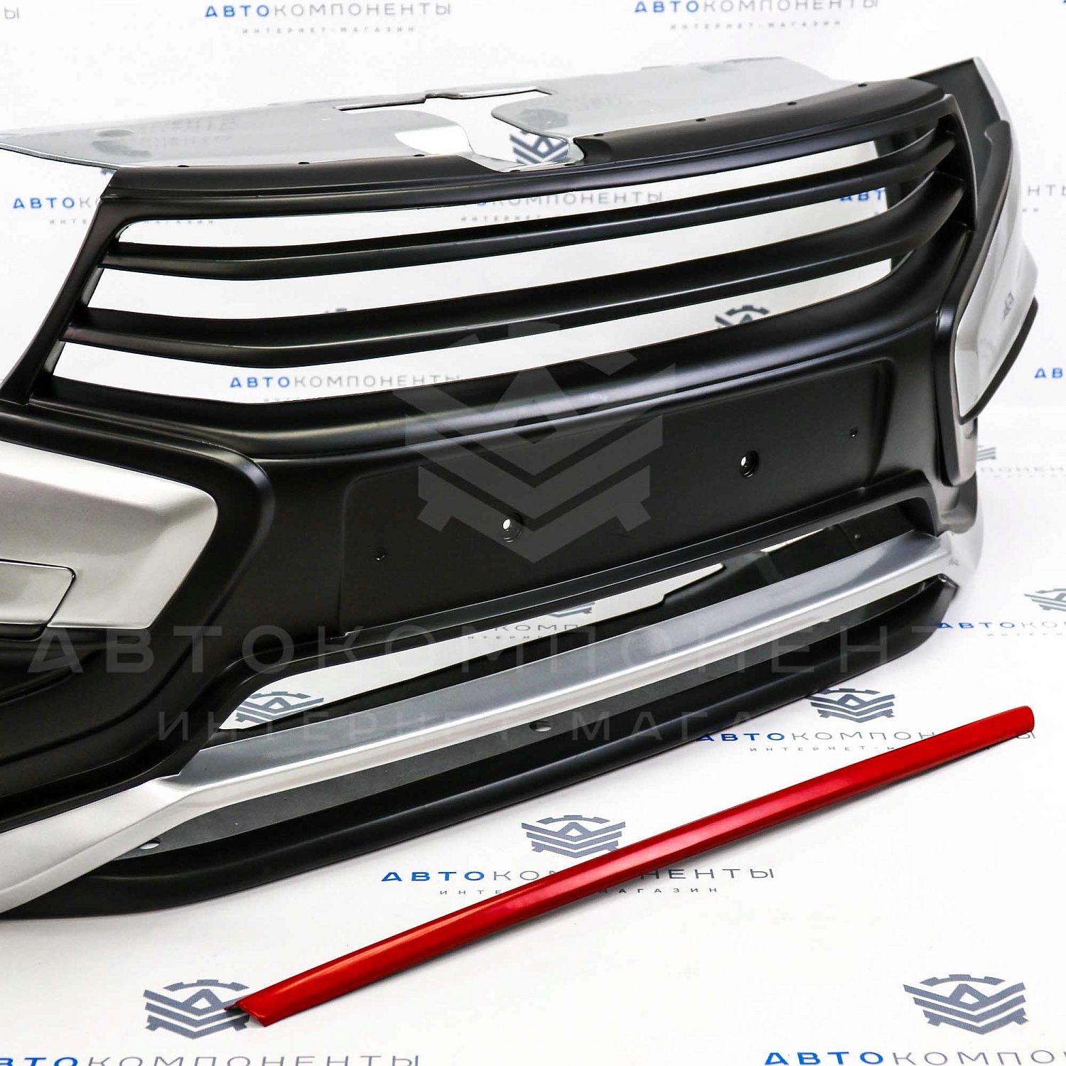 Передний бампер в стиле Vesta Sport под штатную установку Лада Vesta в цвет кузова