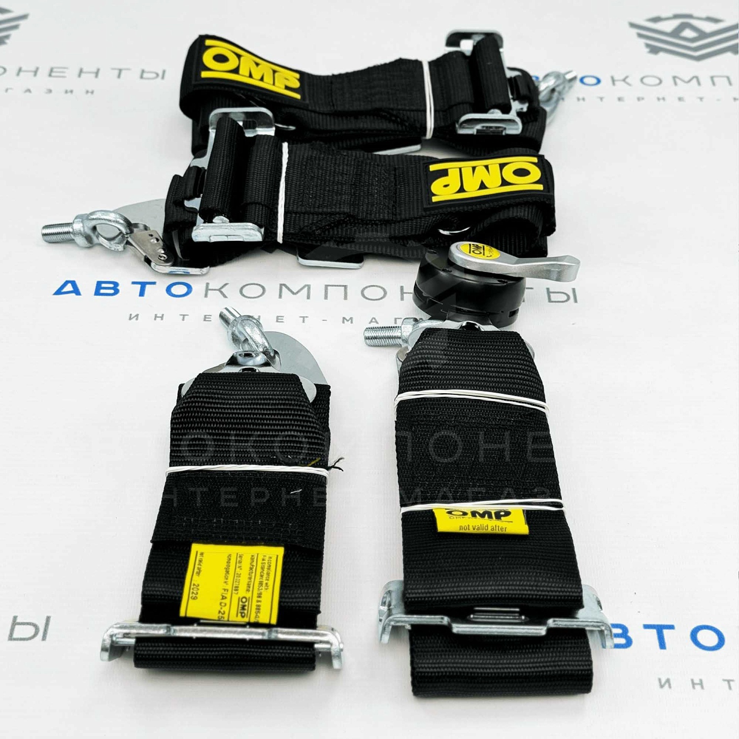 Ремни безопасности SPORT OMP style 4-х точечные (черные)