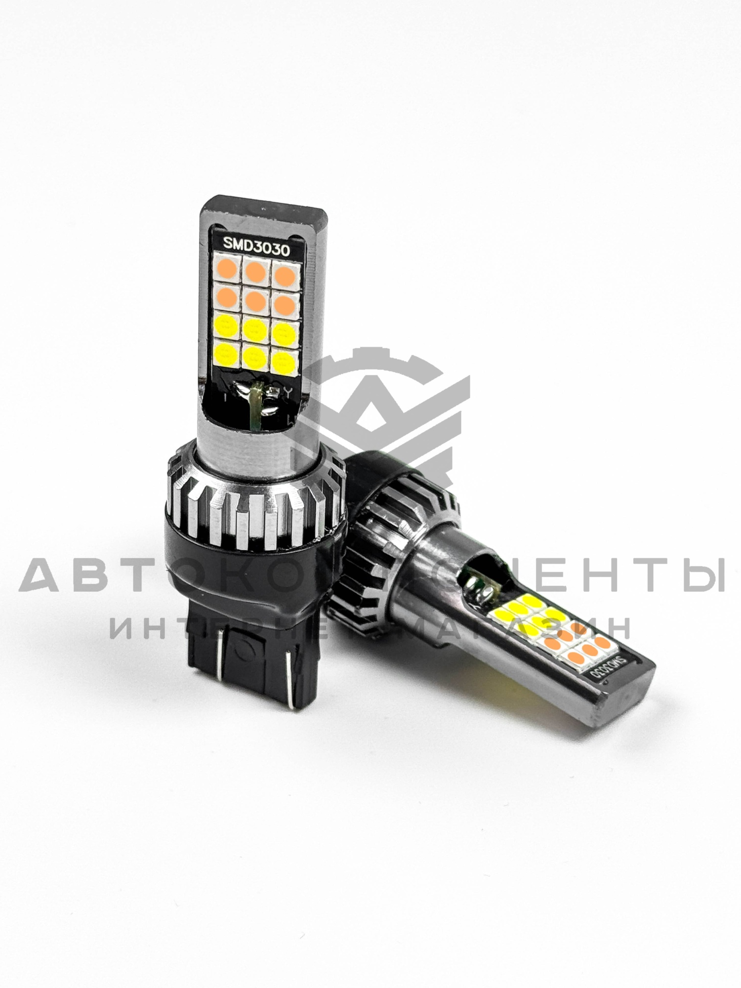 Светодиодные лампы с приветствием W21/5W T20 (красный-белый) (2шт)