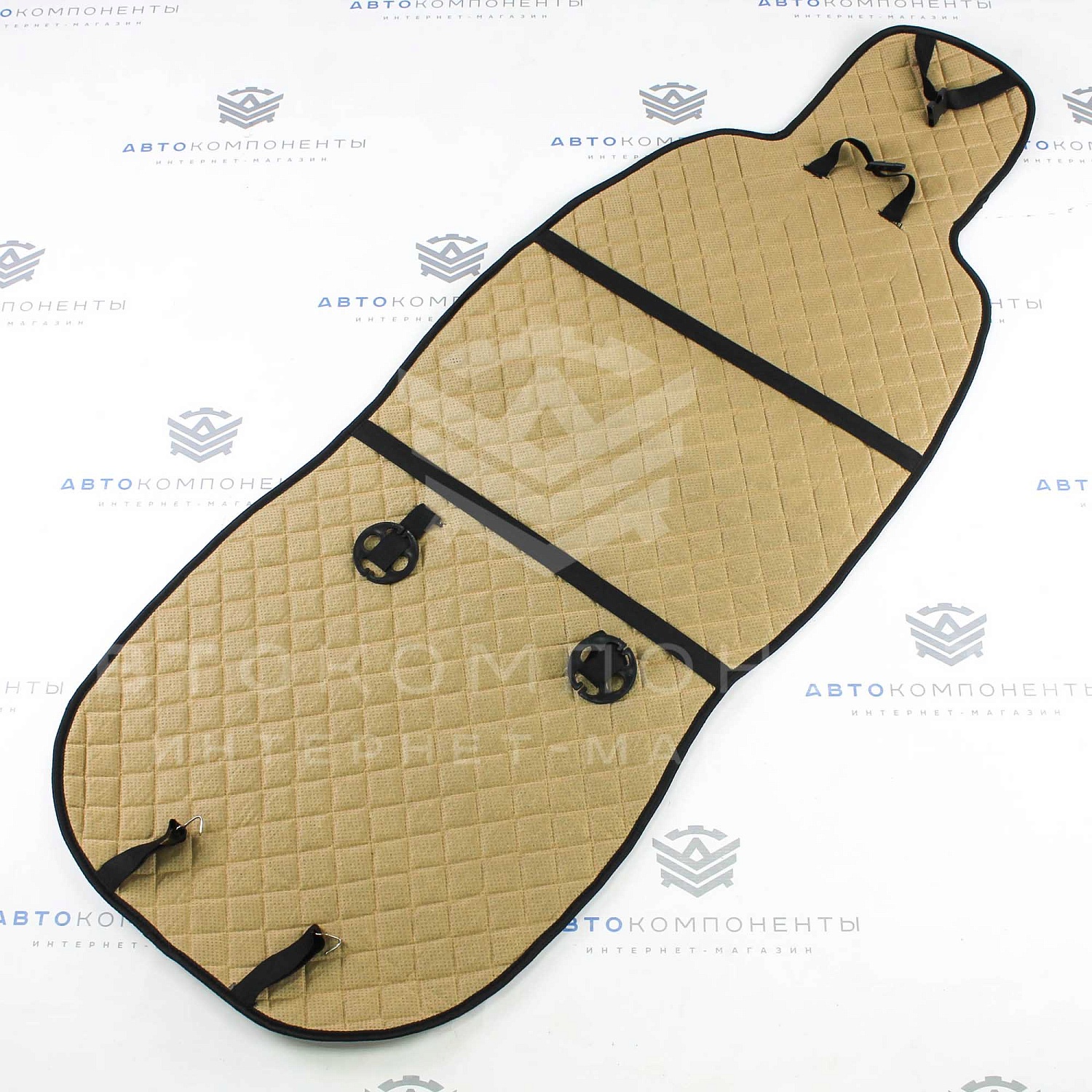 Универсальные накидки из велюра (широкие) без бортов на передние сиденья Ромб (бежевые)