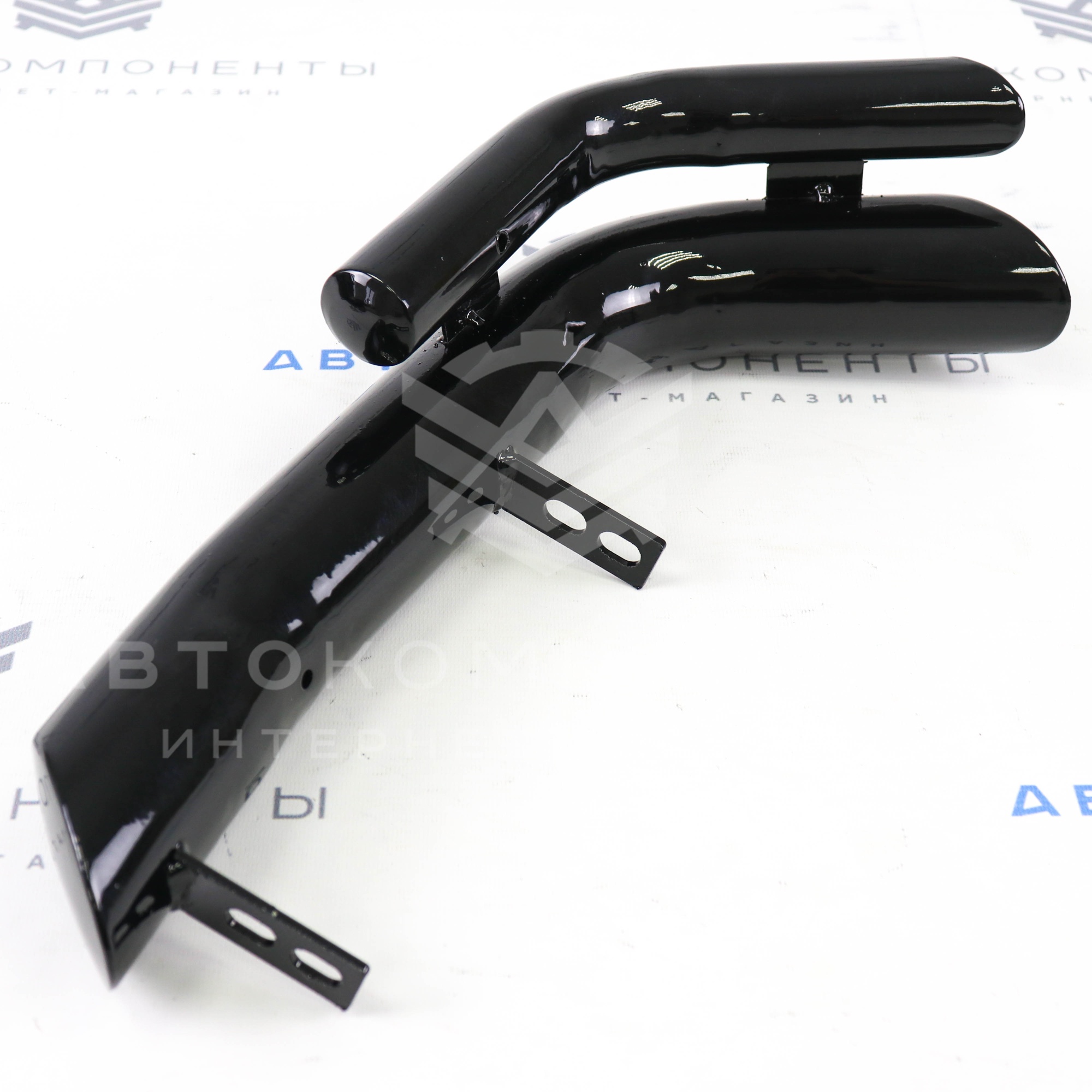 Защита заднего бампера (уголки двойные) Люкс "ТехноСфера" Лада Нива 4х4 Урбан (черный лак)