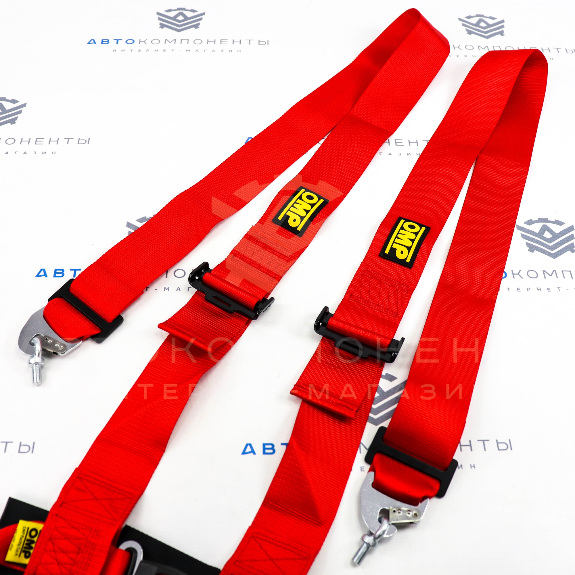 Ремни безопасности STREET OMP style 4-х точечные (красные)