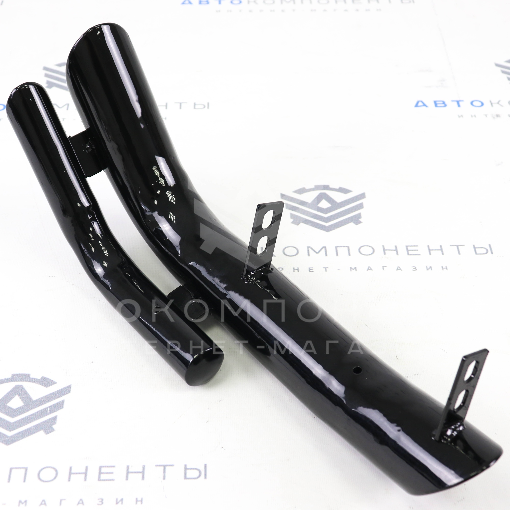 Защита заднего бампера (уголки двойные) Люкс "ТехноСфера" Лада Нива 4х4 Урбан (черный лак)