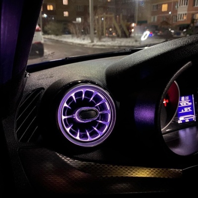 Сопло вентиляции в стиле AMG (регулируемое) с подсветкой Лада Гранта, Калина 2, Ларгус (черное)