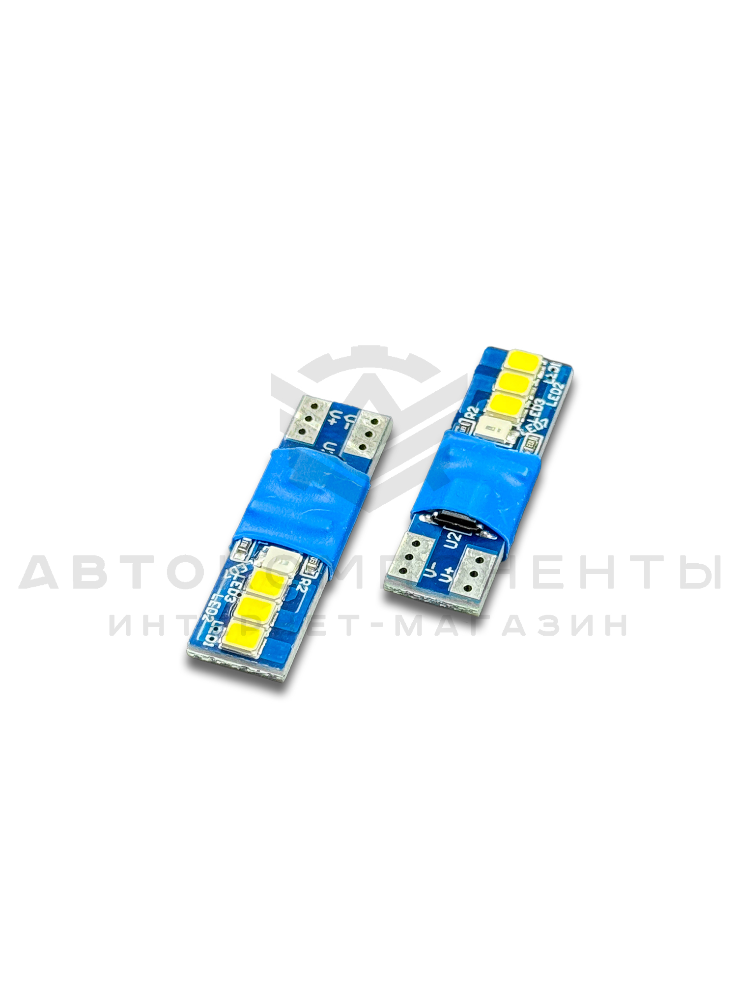 Светодиодные лампы с приветствием W5W T10 (синий-белый) (2шт) Светодиодные лампы с приветствием W5W T10 (синий-белый) (2шт)