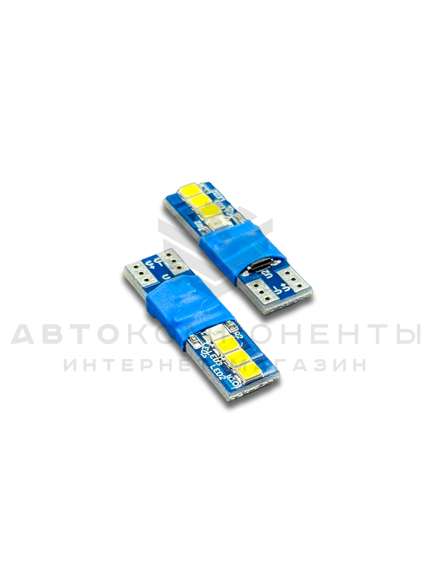 Светодиодные лампы с приветствием W5W T10 (синий-белый) (2шт) Светодиодные лампы с приветствием W5W T10 (синий-белый) (2шт)
